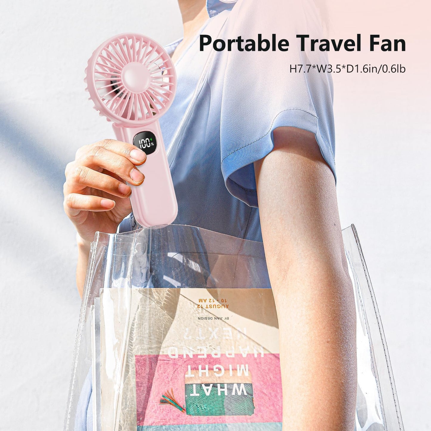 xigmer Portable Fan, 2-Pack Rechargeable Handheld Fans with 12H Battery, 5-Speed 180° Foldable USB Fan, Cooling Face Fan with Lanyard for Makeup & Travel, Camping, Hiking -Pink & Purple