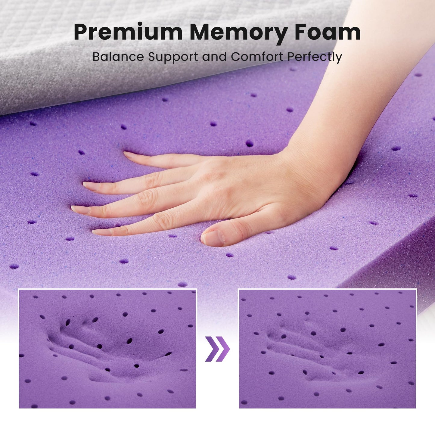 SINWEEK 2 Inch Gel Memory Foam Mattress Topper Twin Size, Ventilated High Density Pad for Back Pain, Bed Topper with Removable Soft Cover, CertiPUR-US Certified,Grey