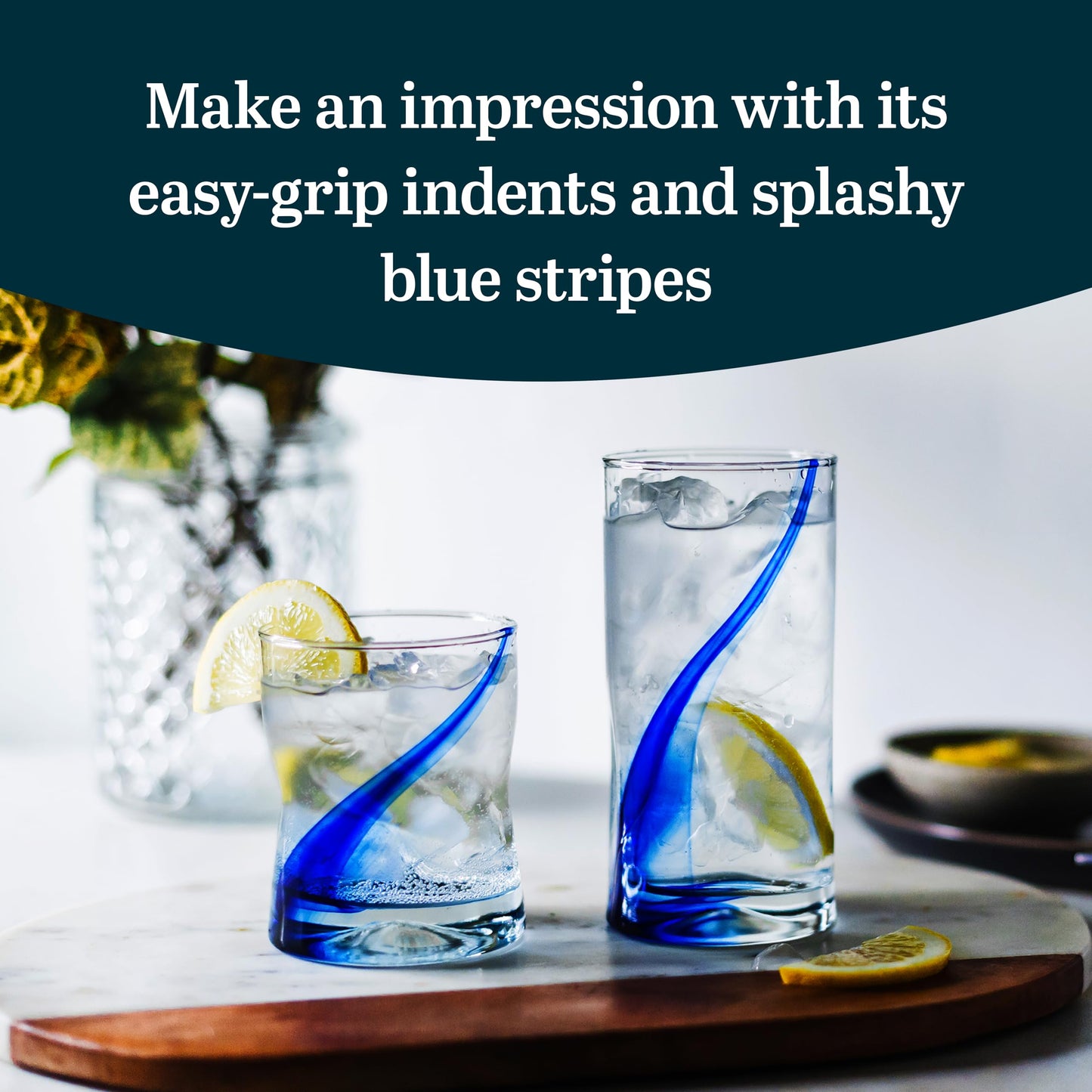 Libbey Blue Ribbon Tumbler and Rocks Drinking Glass Set of 8, Artisanal, Four-Dimpled Glass Cups Set, Clear Glassware Drinking Glasses for Daily Use