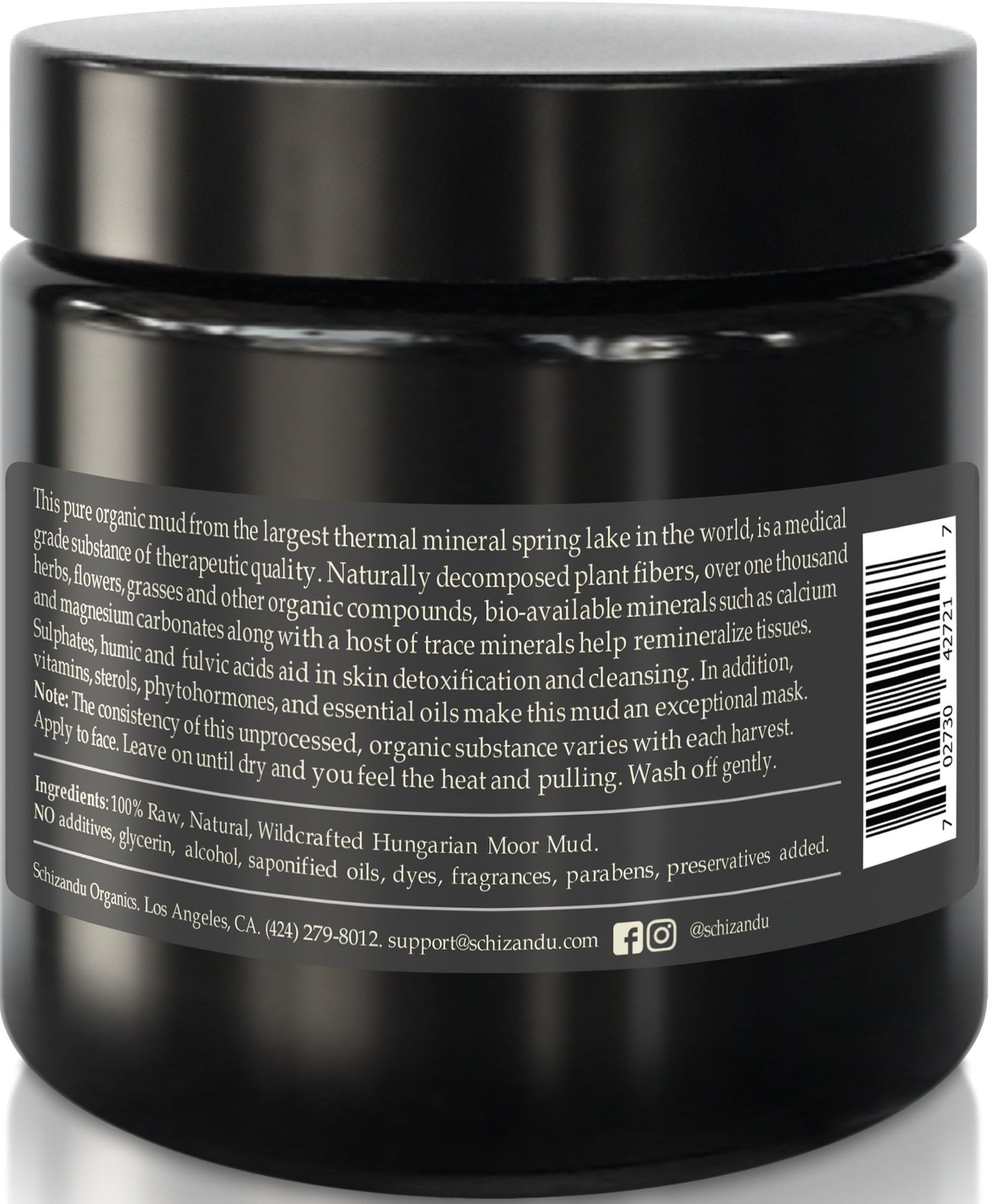 Schizandu Organics Mud Mask Stimulating 100% Natural Facial Moor Mud Mask | 4 oz. Jar | Use Daily for Cleansing, Detoxification, Hydration, and Cellular Regeneration with Fulvic Acid
