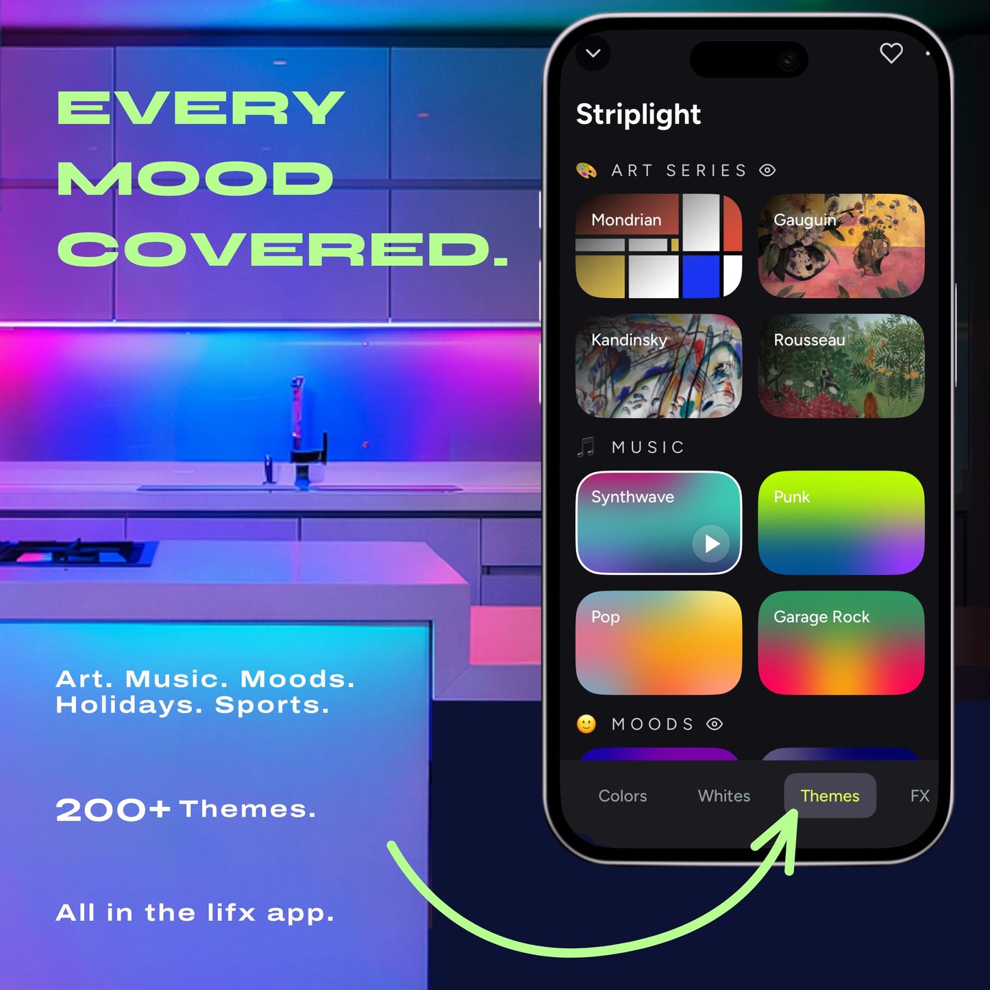 LIFX Supercolor Smart LED Strip Lights 10ft (120" Kit), Color Changing Multizone RGB + Tunable White, 24 Color Zones, 2.4GHz, No Hub, Apple HomeKit, Alexa & Google Home, Music Sync, Dimmable