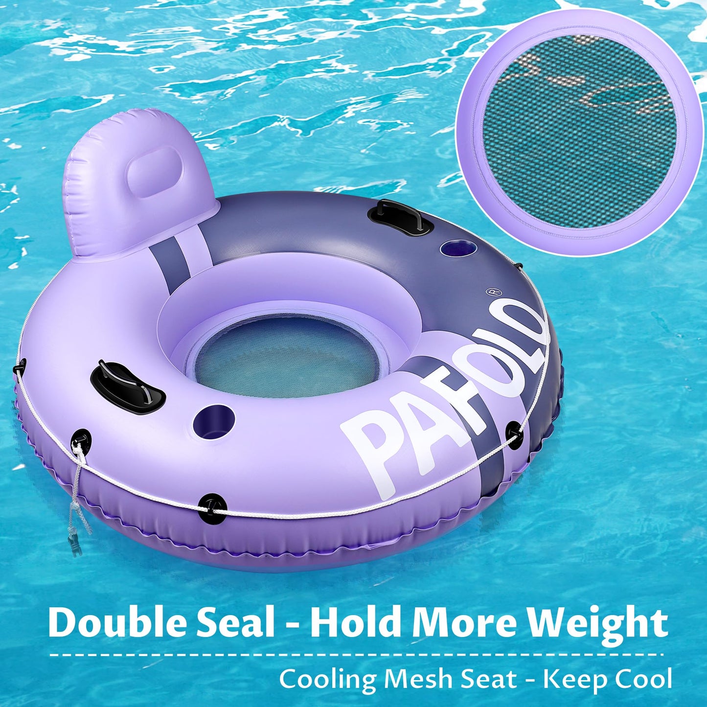 River Tubes for Floating Heavy Duty, Pool Float Adult, 45" Inflatable Float Tube for Beach Lake Rafting, River Floats with Mesh Bottom