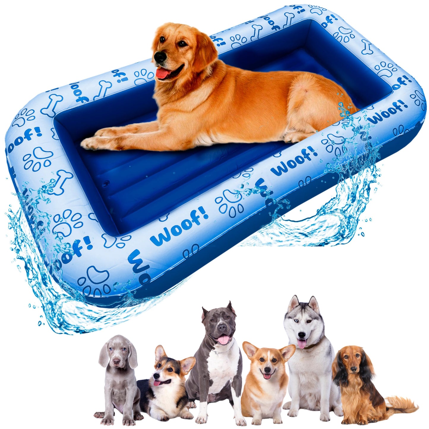 Schwimmer Dog Pool Float – Premium Pool Float for Large Dogs up to 220lbs – Durable & Inflatable Dog Raft for Pool & Lake – Comfortable & Safe Floating Mat for Summer Fun – Blue