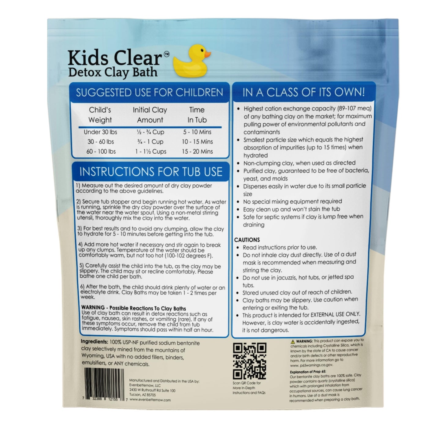 Kids Clear™ Detox Clay Bath, 100% Pure Sodium Bentonite - Removes Toxins, Impurities and Contaminants, by Evenbetternow LLC, Family Size 6 lbs (96 oz)