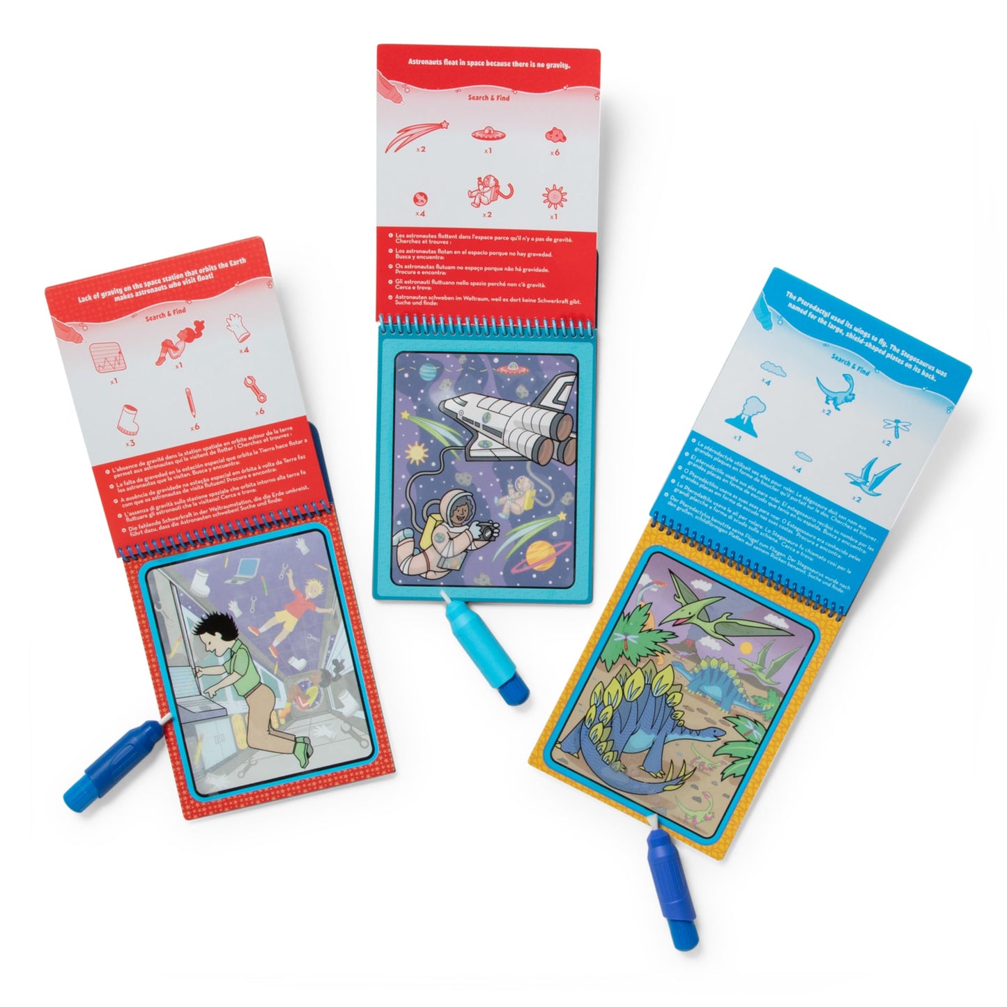 Melissa & Doug Water Wow! 3-Pack – Dinosaur, Adventure, Space Water-Reveal Travel Activity Pads