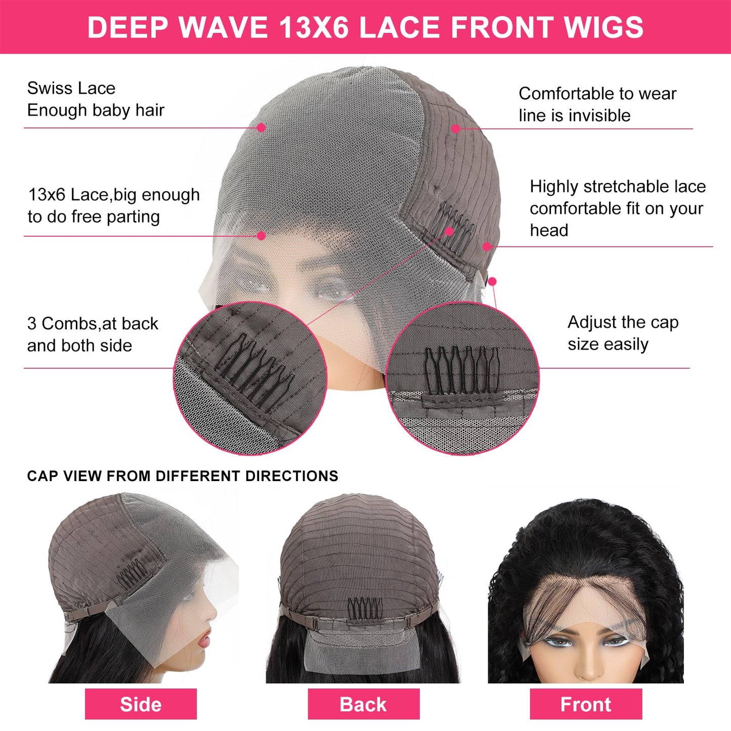Odored 30 Inch Deep Wave Lace Front Wigs Human Hair 13x6 HD Transparent Deep Curly Lace Frontal Wigs Human Hair 180% Density Glueless Wigs Human Hair pre Plucked with Baby Hair Natural Color