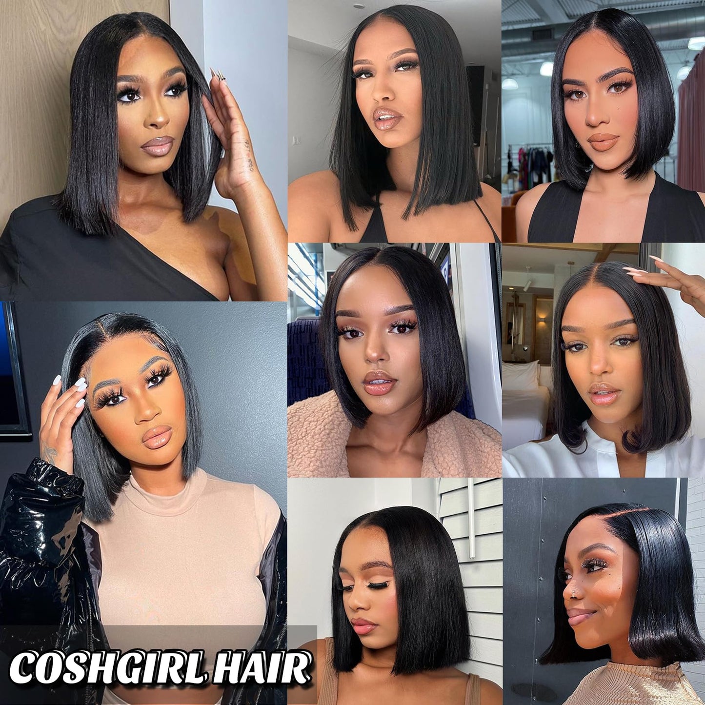 8 Inch+10 Inch Bob Wig Human Hair 13x4 HD Transparent Lace Front Bob Wigs Human Hair Straight Lace Frontal Bob Wig Glueless Wigs Pre Plucked With Baby Hair for Black Women Natural Color