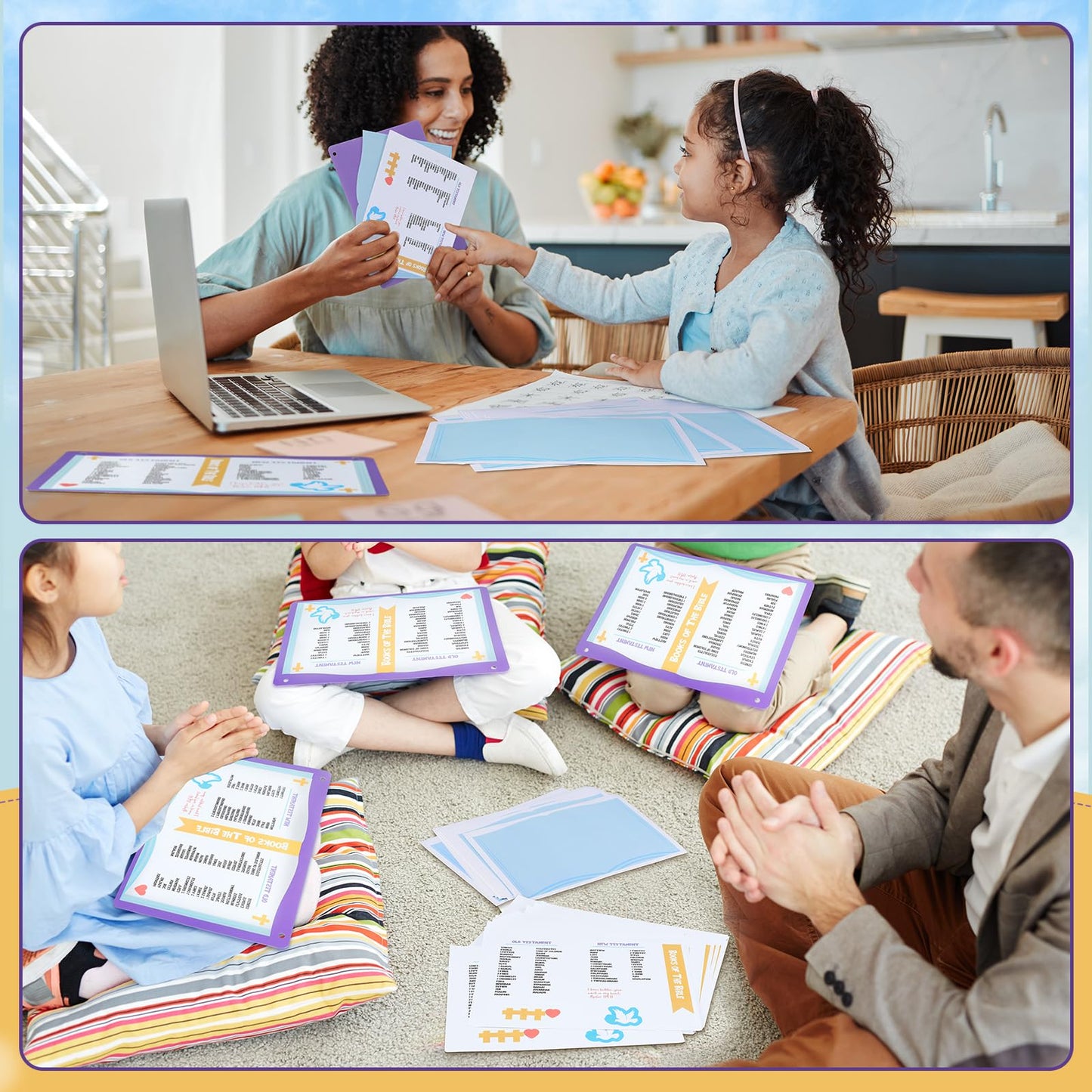 Motipuns 24 Sets Books of The Bible Craft Kit for Kids Religious Sunday School Crafts Christian Bible DIY Sticker Hanging Ornament for Classroom VBS Church Activities