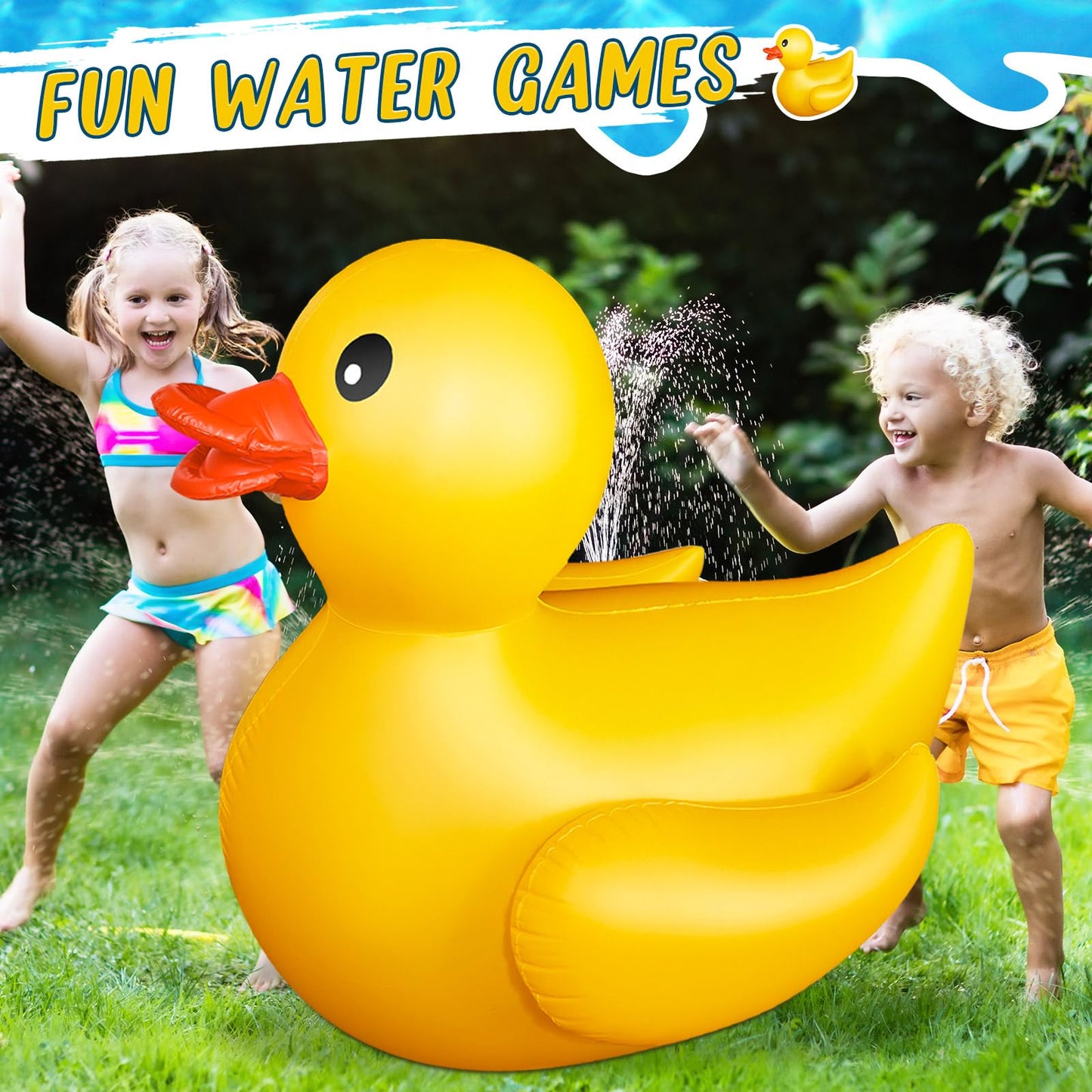 Hungdao 2 Pcs 5 Feet Giant Inflatable Duck Huge Rubber Duck Large Blow up Inflatable Pool Float for Adult Summer Beach Swimming Pool Party Decoration