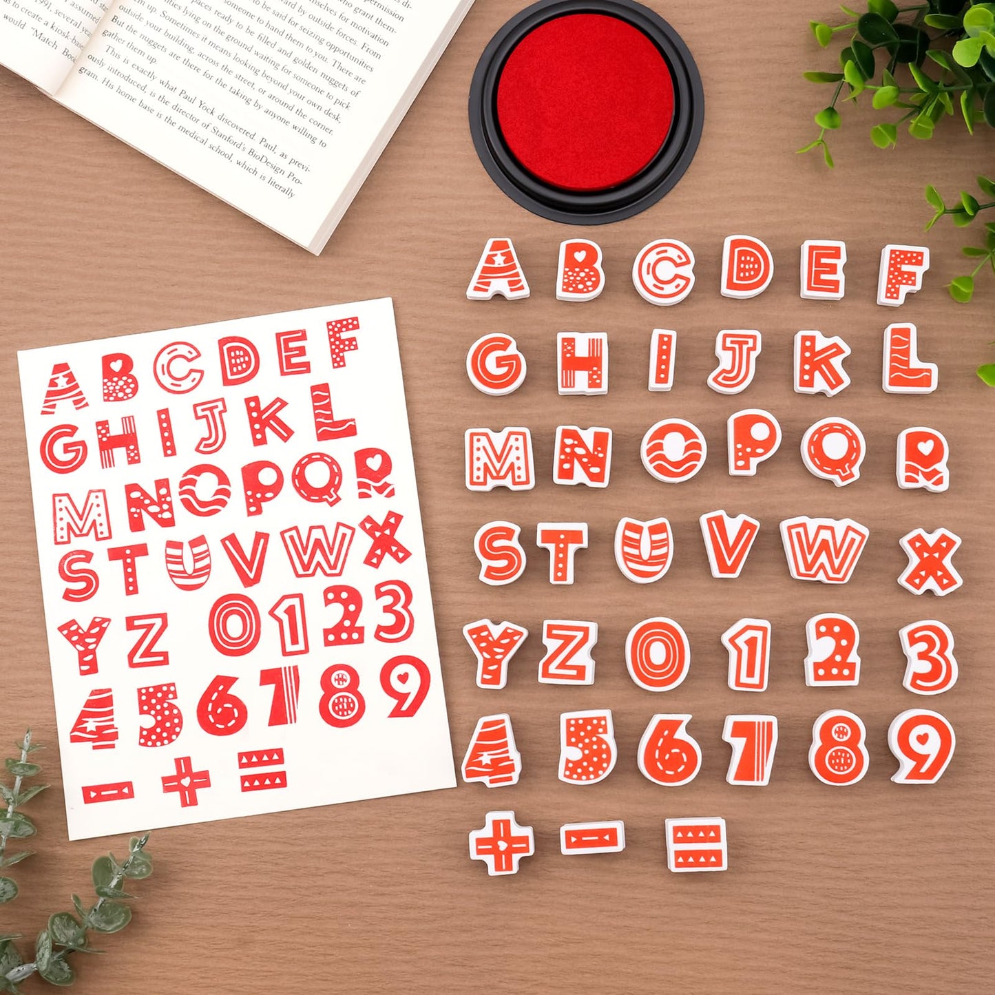 Briartw 2 Pack EVA Stamp Sets Bundle with Ink Pads – 39pcs Alphabet Stamps & 21pcs Dinosaur Stamps – Perfect for Kids Crafts, Scrapbooking, Card Making