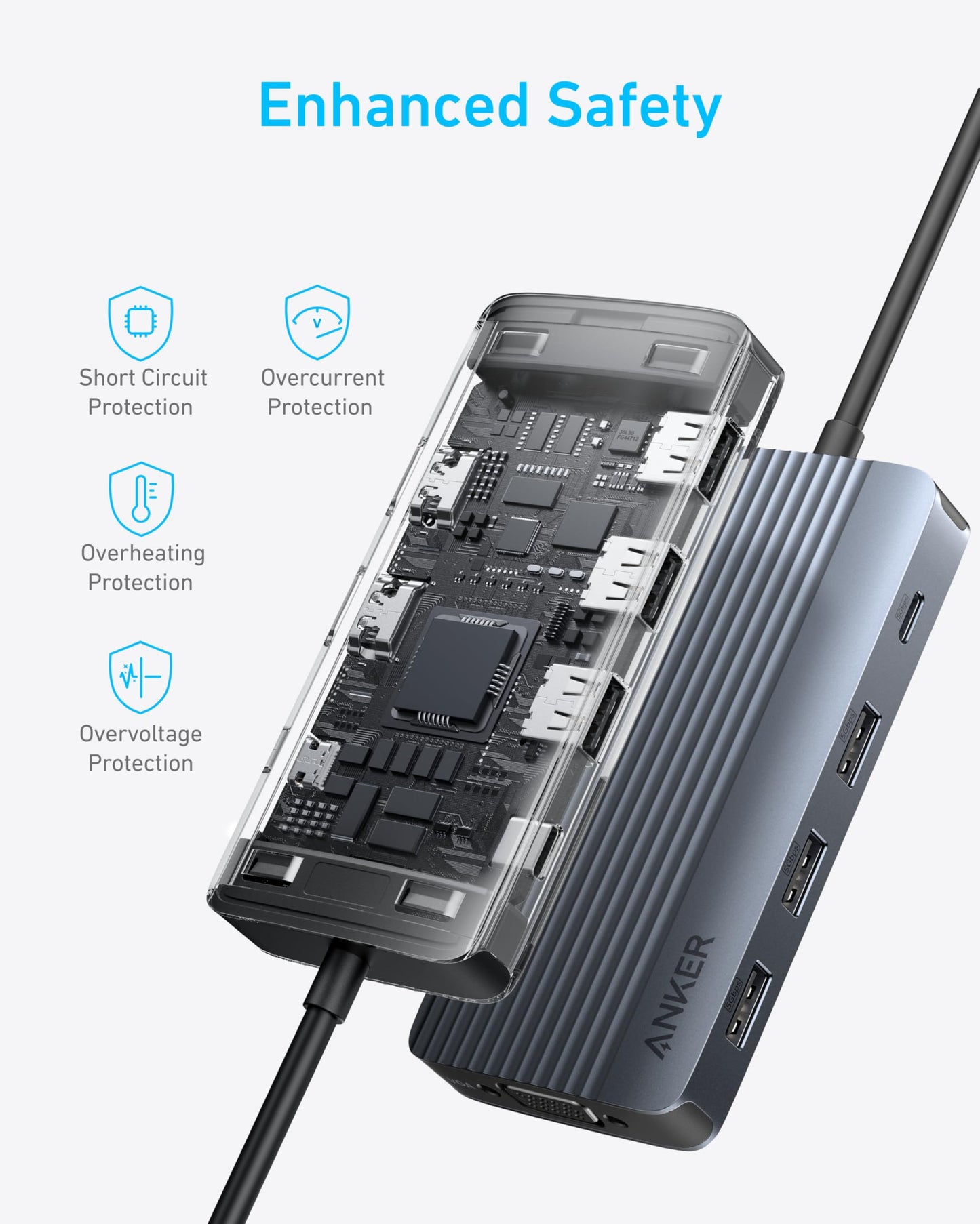 Anker 8-in-1 USB-C Hub, USB C Docking Station Triple Display Multi-Port Dongle with 2 HDMI and VGA, 5Gbps Data Transfers, USB Ports for MacBook Air/Pro, Dell XPS, iPad Pro, and More