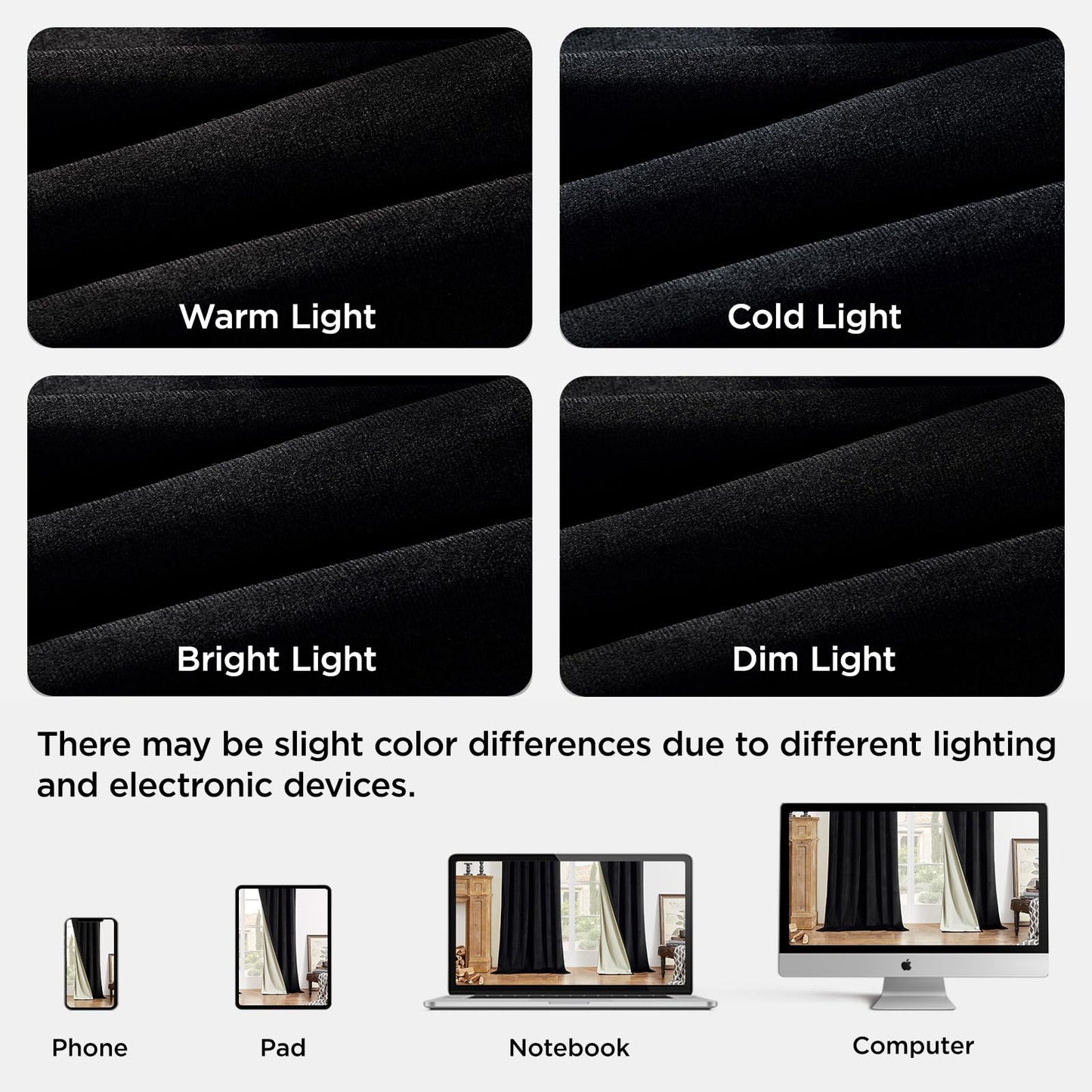Joydeco Black 100% Blackout Curtains 84 Inch 2 Panels, Luxury Thermal Insulated Black Velvet Curtains for Bedroom Living Room, Soundproof Blackout Window Drapes, Rod Pocket & Back Tab (52W x 84L)