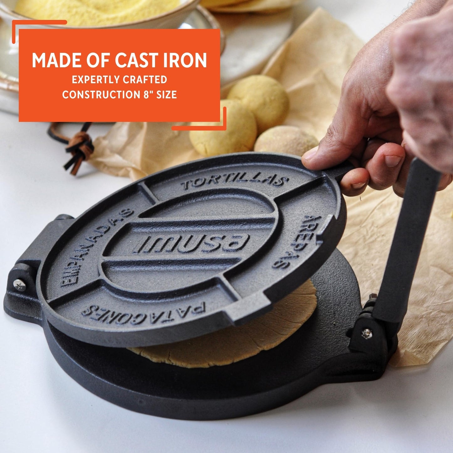 IMUSA USA Tortilla Press, 8" DS, Black
