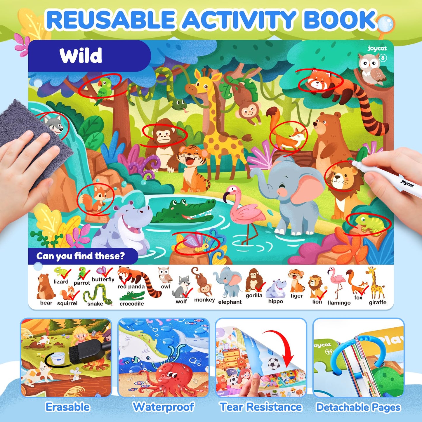 JoyCat Seek & Find Game Books - Preschool Learning Activity for Toddlers & Kids Ages 3-5, Travel Activities Toys for Road Trip Car Airplane, Busy Book Birthday Gifts for Girls and Boys Ages 4-8