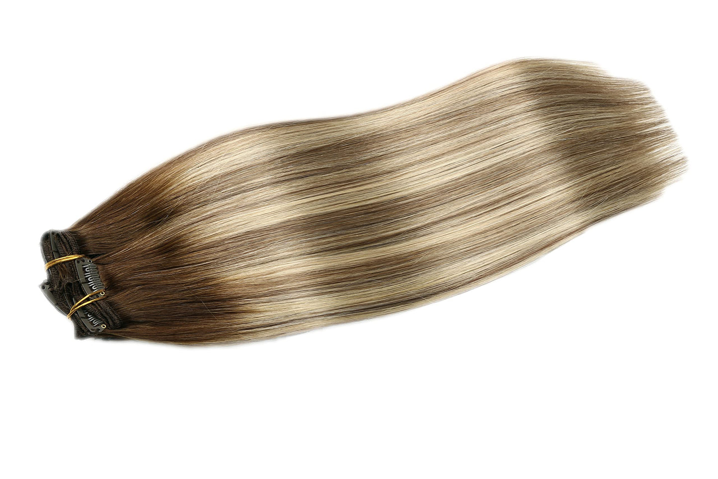 SURNEL Clip in Extensions Real Human Hair Balayage Clip in Hair Extensions 16 Inch 6pcs 100g Walnut Brown to Ash Brown and Golden Blonde Human Hair Clip Extensions (#3/8/22,16'')