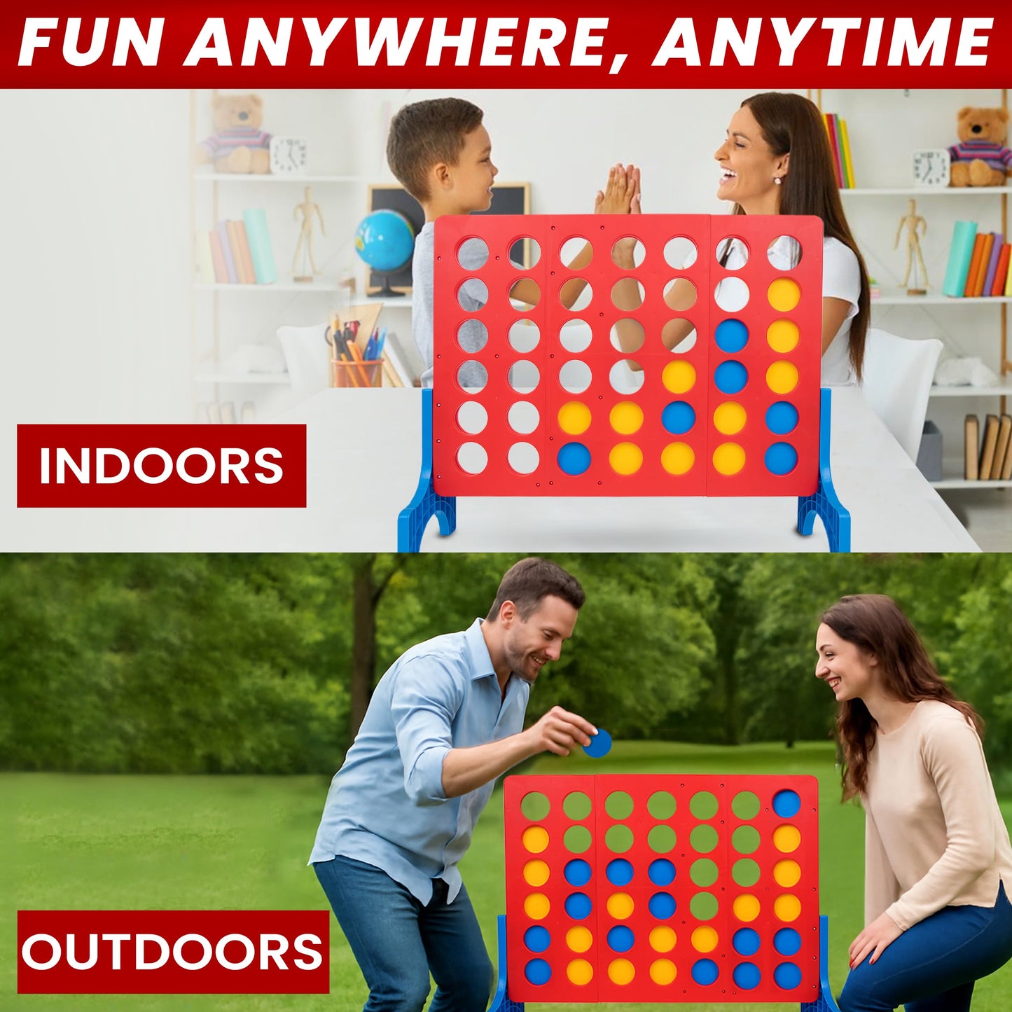 Bolaball 4 in a Row Tabletop Game – 1.8 Ft 4 to Score Game for Kids & Adults, Indoor/Outdoor Family Yard, Portable Party for Home, Picnic & Travel, Plastic Version.