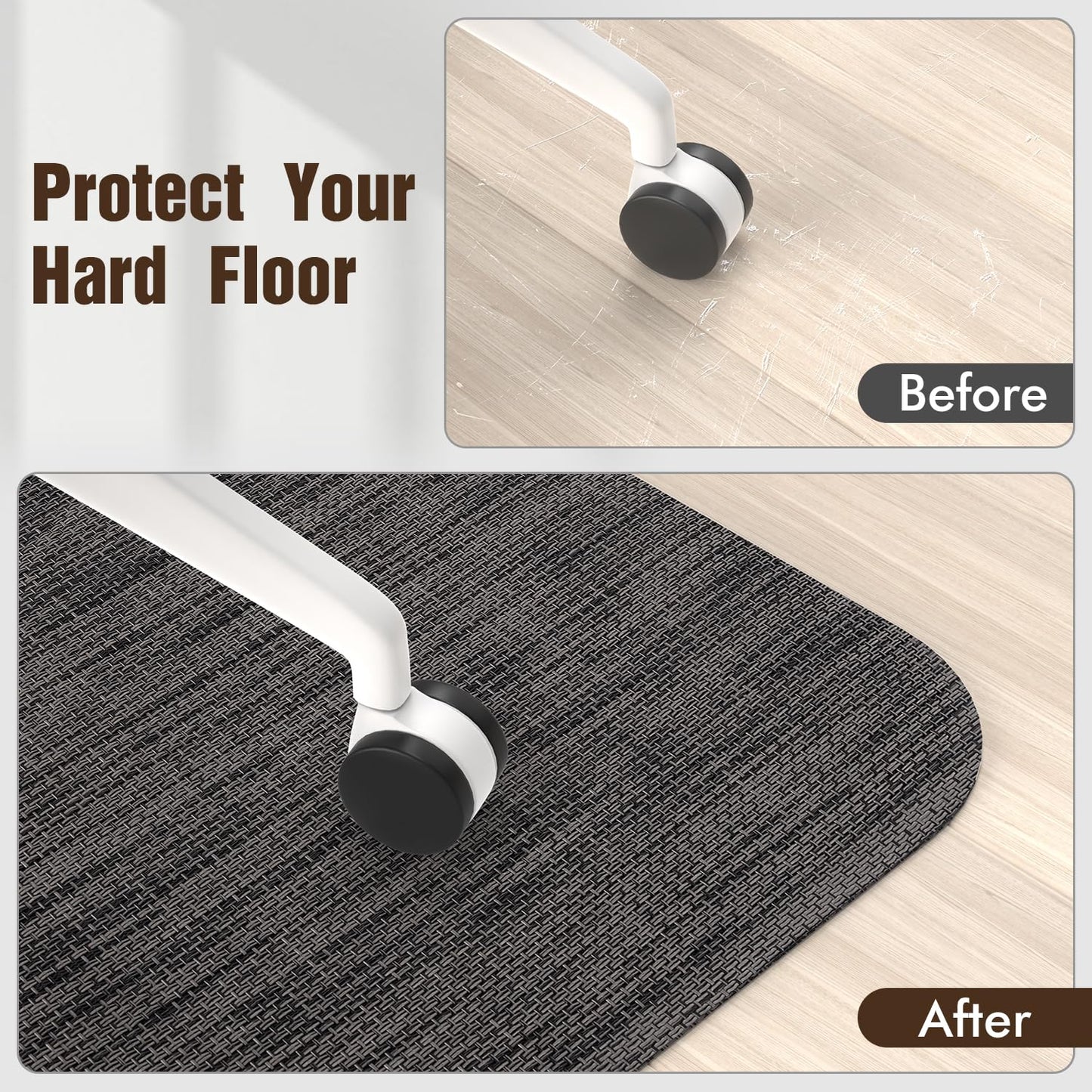 Blvornl Office Chair Mat for Hardwood Floor and Low Pile Carpet, 36"x 48" Desk Chair Mat for Hard Wood, Anti-Slip Hard Floor Protector Rolling Chair Mats, PVC Mat Desk Rug for Home, Black