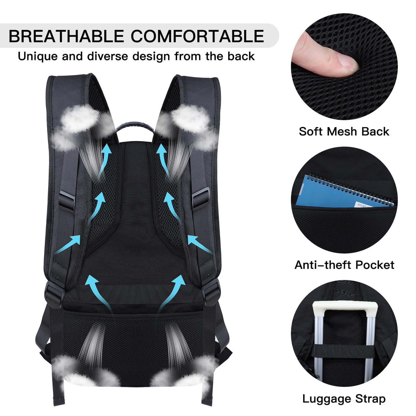 tazbuzo 18.4 Inch Travel Laptop Backpack,Extra Large Backpack, Laptop Backpack for Men, 55L Water Resistant TSA Airline Approved Business Work College School Computer Bag with USB Port