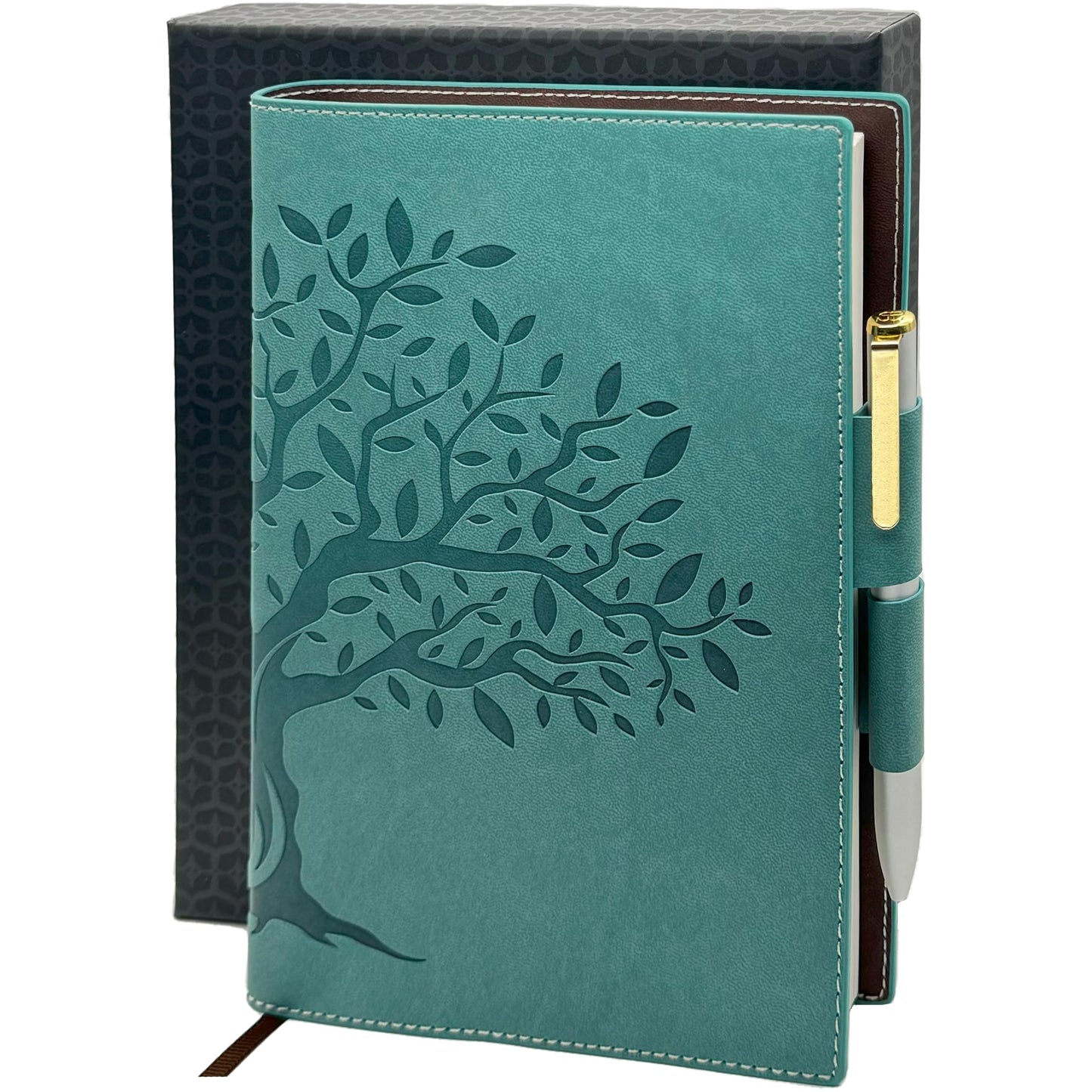 SETTINI® Tree of Life Refillable Writing Journal for Women & Men - Vegan Leather Lined Journal Notebook with Premium Pen - A5 (8.75 x 6 inches), 256 Pages of 100gsm Paper, Beautiful Gift Box Included