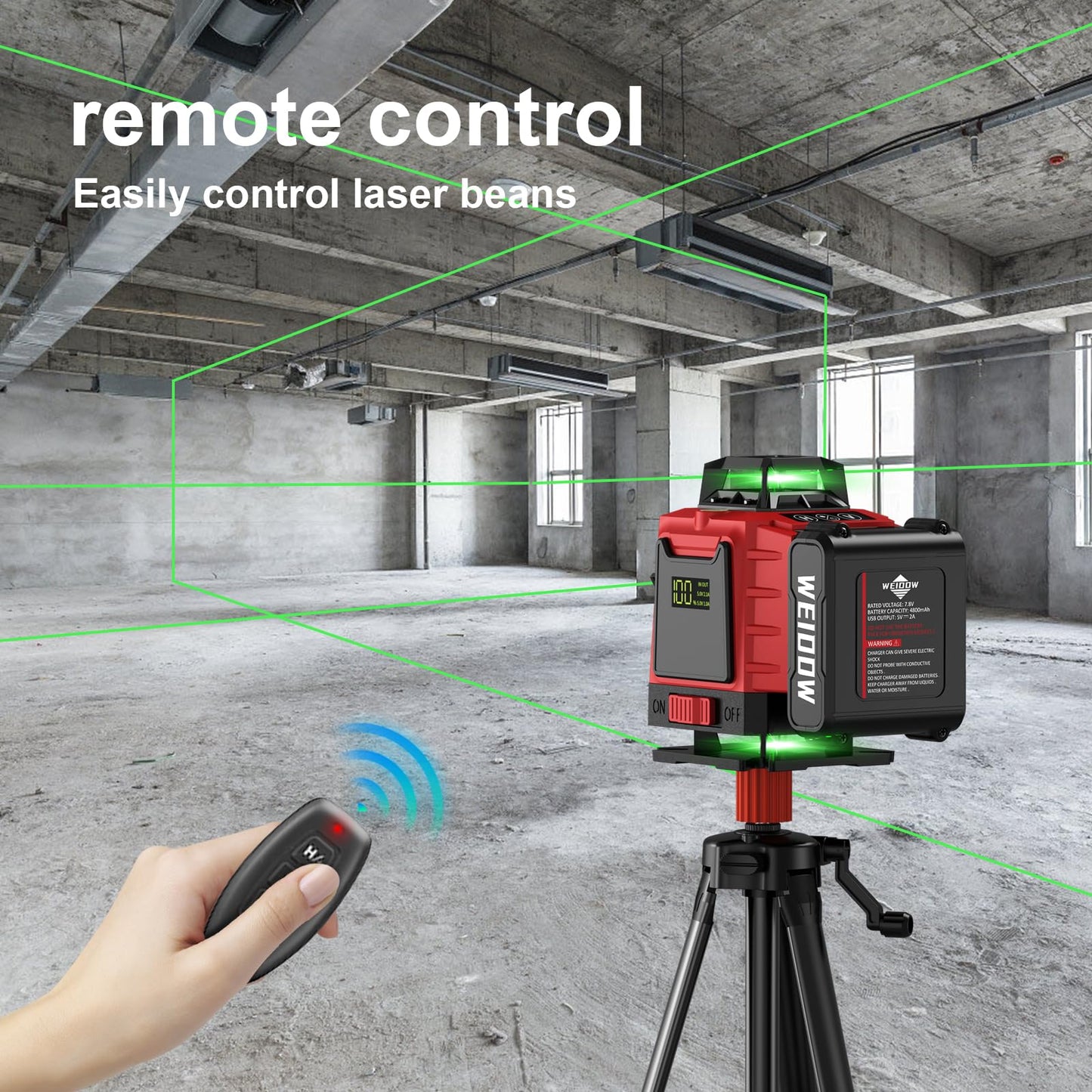 Laser Level 360 Self Leveling with Tripod,WEIDDW 4D Lazer Level,4x360° Cross Line Laser for Construction Project Renovation,Floor Tile, Laser Level Lines Tool with 2x4800mAh Batteries,Durable Case