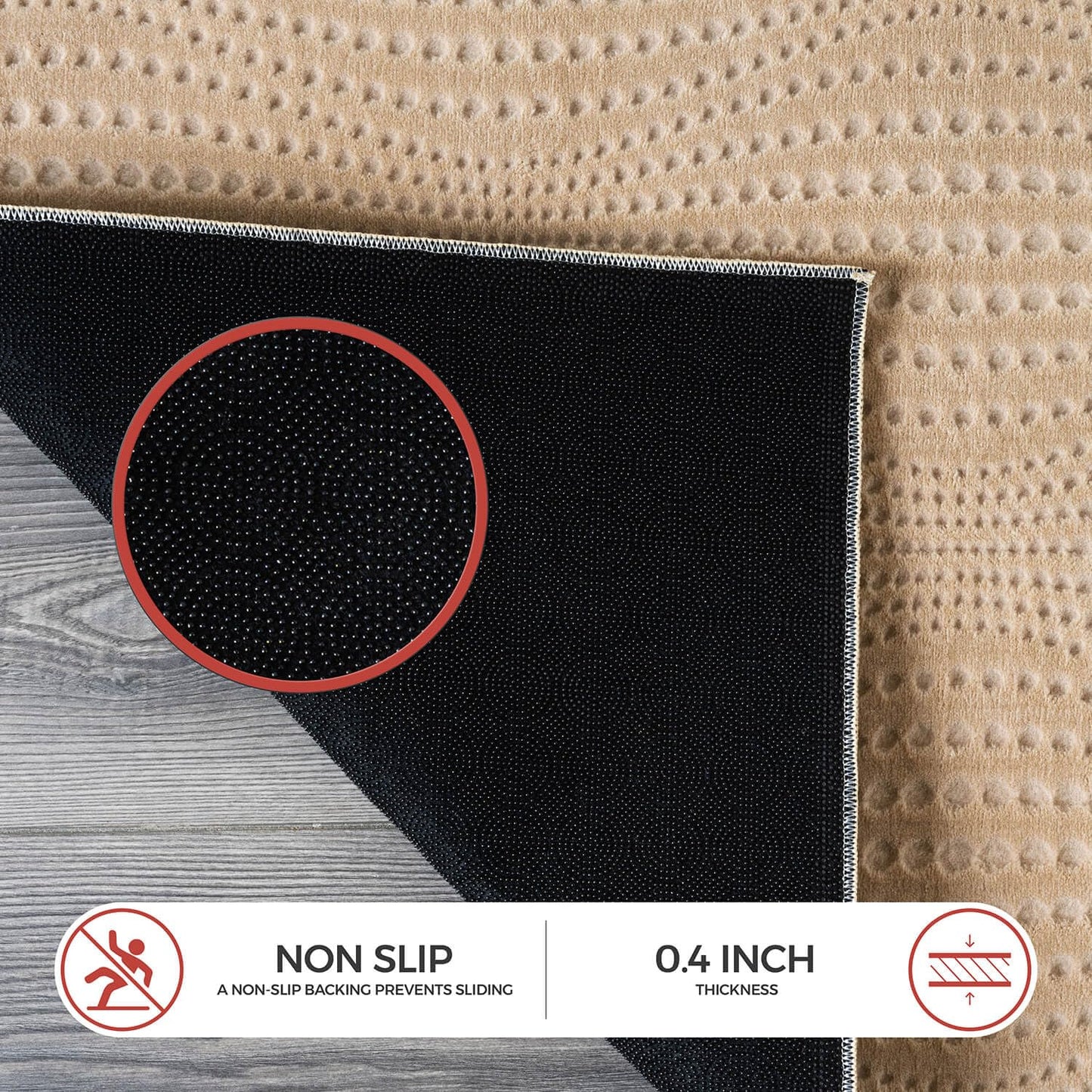 Luul Home Modern Beige Non Slip Rug Solid 4x6 Non Skid Soft Rubber Back Area Rugs for Living Room Kitchen Bedroom Bathroom Dining Room Easy Cleaning Stain Resistant Non Shedding Carpet 4 x 6