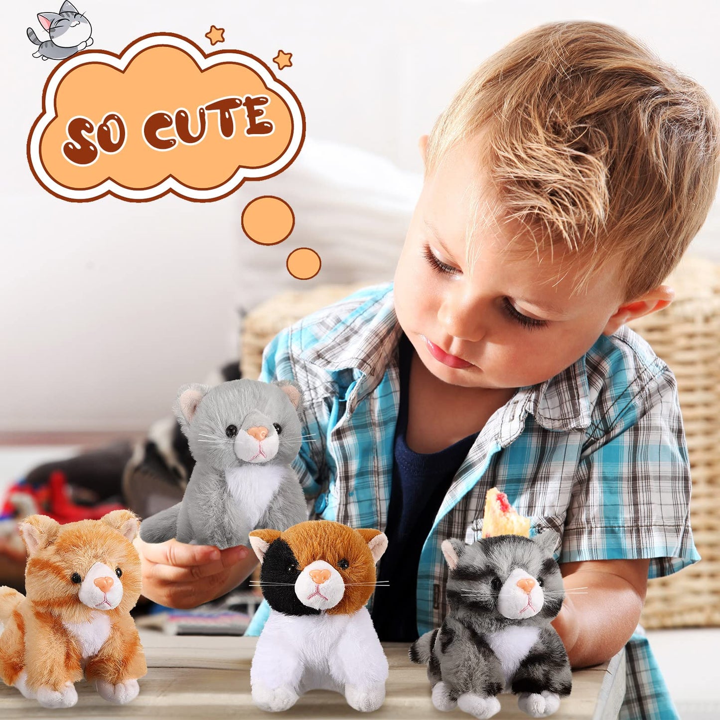 Leitee 16 Pcs Cat Stuffed Animals Bulk 5 Inch Kitten Plush Toy Assorted Cute Stuffed Cat Gift Small Fluffy Animal Toy for Birthday Adopt Pet Party Favor Classroom School Supplies(Cute Style)