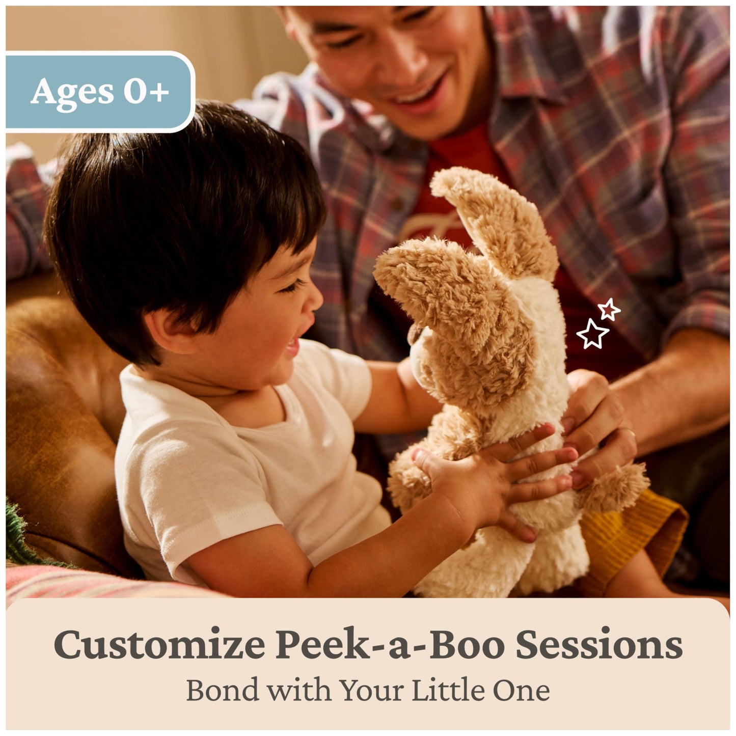 GUND Baby Peek-a-Boo Peeki Puppy Plush, Dog Stuffed Animal, Baby Toy for Ages 0 and Up, Brown/Cream, 7"