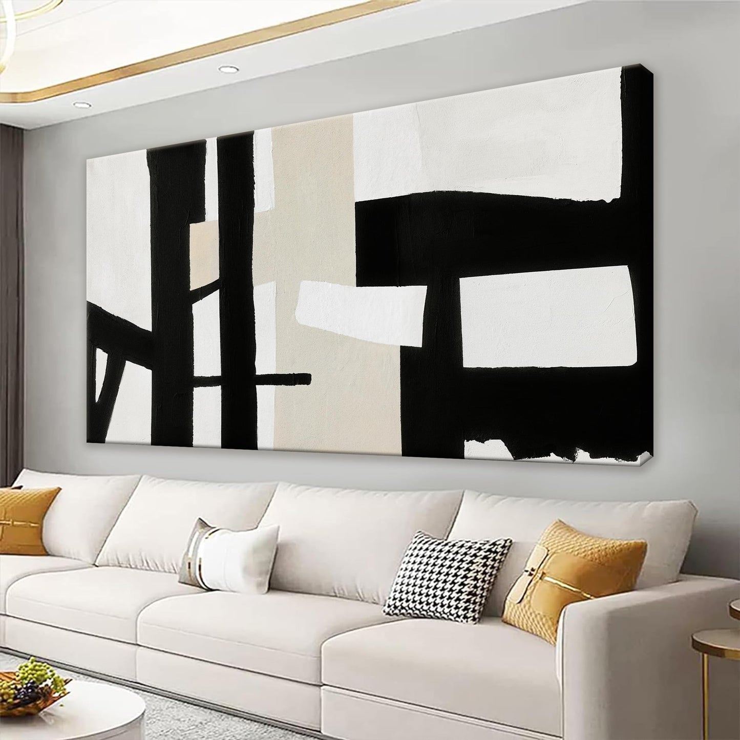 QSQ Abstract Black And White Wall Art Painting Canvas Art Wall Decor 20" W x 40" L Decorations Grey White Wall Art Office Home Wall Decor Canvas Picture Artwork For Bedroom Kitchen