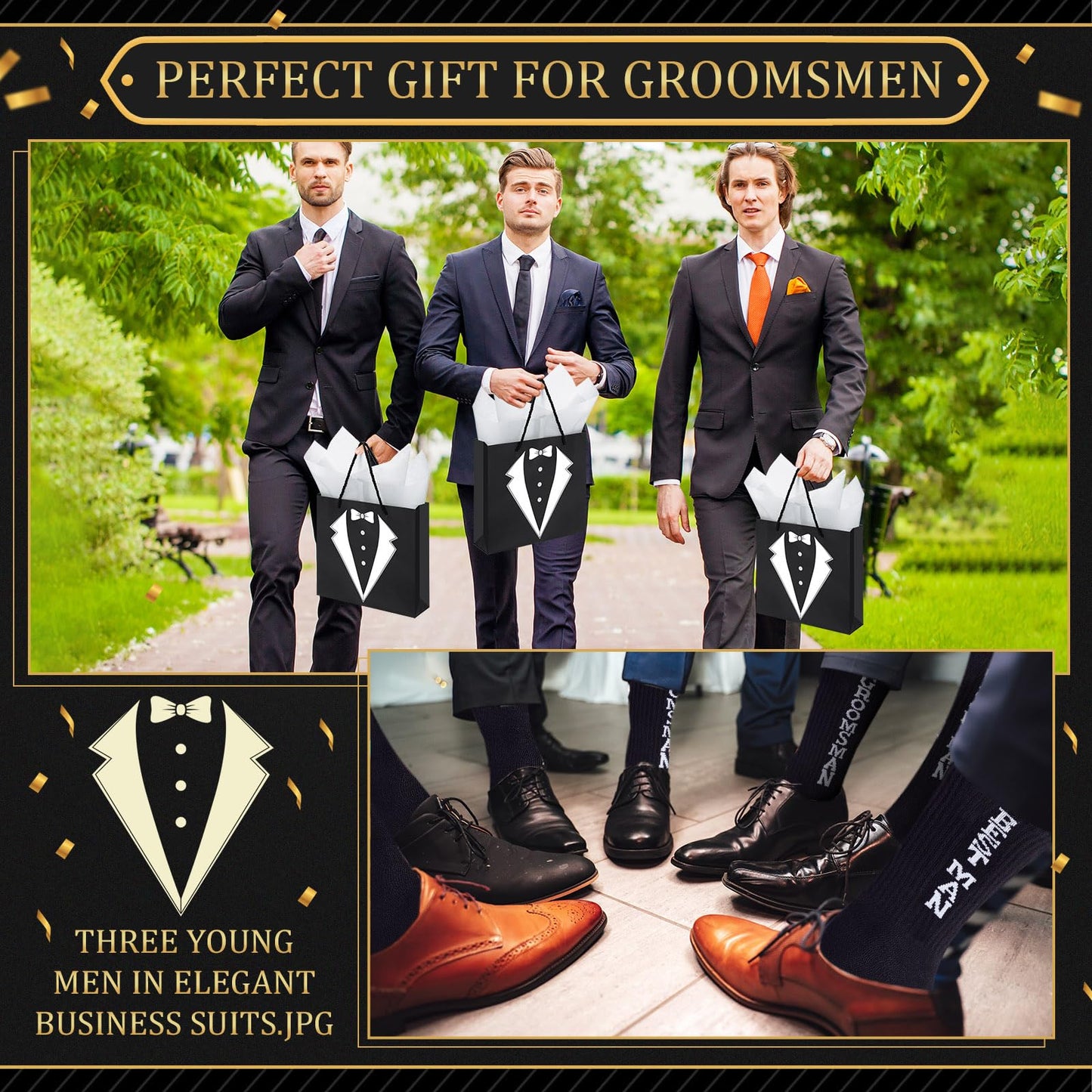 50Pcs Groomsmen Gifts Groomsmen Proposal Box with Shot Glasses Socks Sunglasses PU Leather Toiletry Bag Bottle Opener Can Cooler Groomsman Gifts for Wedding Groomsmen Best Man Gift (50, Brown)