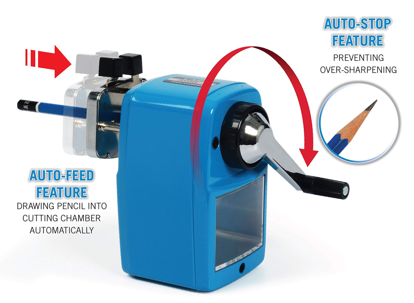 Carl Angel-5 (Black) Heavy-Duty Artist & Teacher Pencil Sharpener – Precision Manual Crank with Auto-Stop, Colored Pencil Compatible, Quiet Operation, Durable Japanese Design.