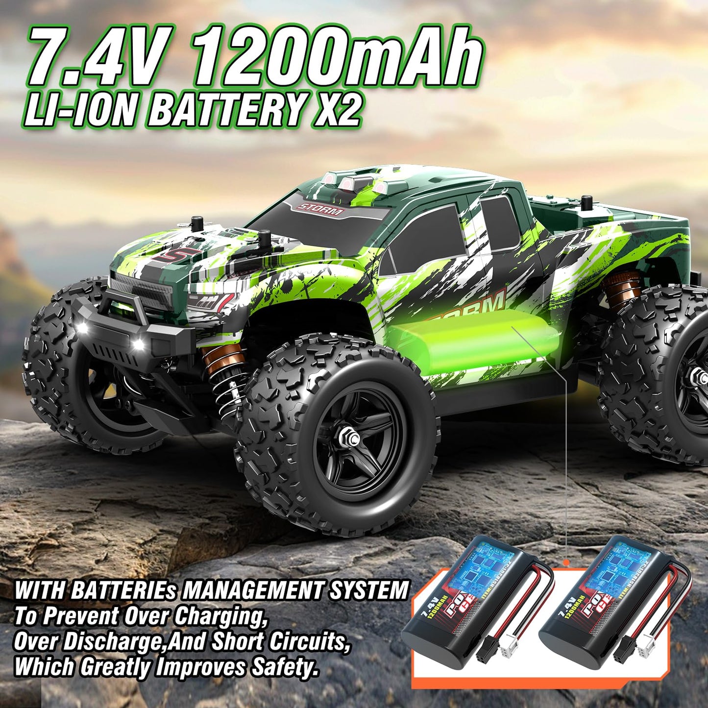X-TMAGA Rc Cars 1:18 All Terrain RC Car for Adults & Boys (18305), 4WD Off-Road RC Truck High Speed Fast 40+ KPH, 4X4 Waterproof Remote Control Car with 2 Rechargeable Batteries