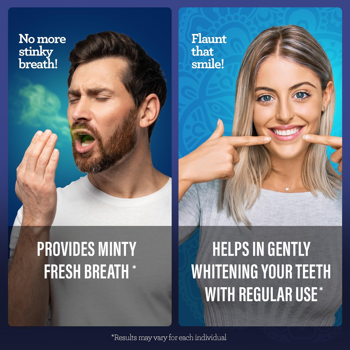 GuruNanda Teeth Whitening Dual Barrel Oxyburst Mouthwash - Alcohol & Fluoride Free, Hydrogen Peroxide to Promote Whiter Teeth - Wild Mint - 3x20 Fl Oz