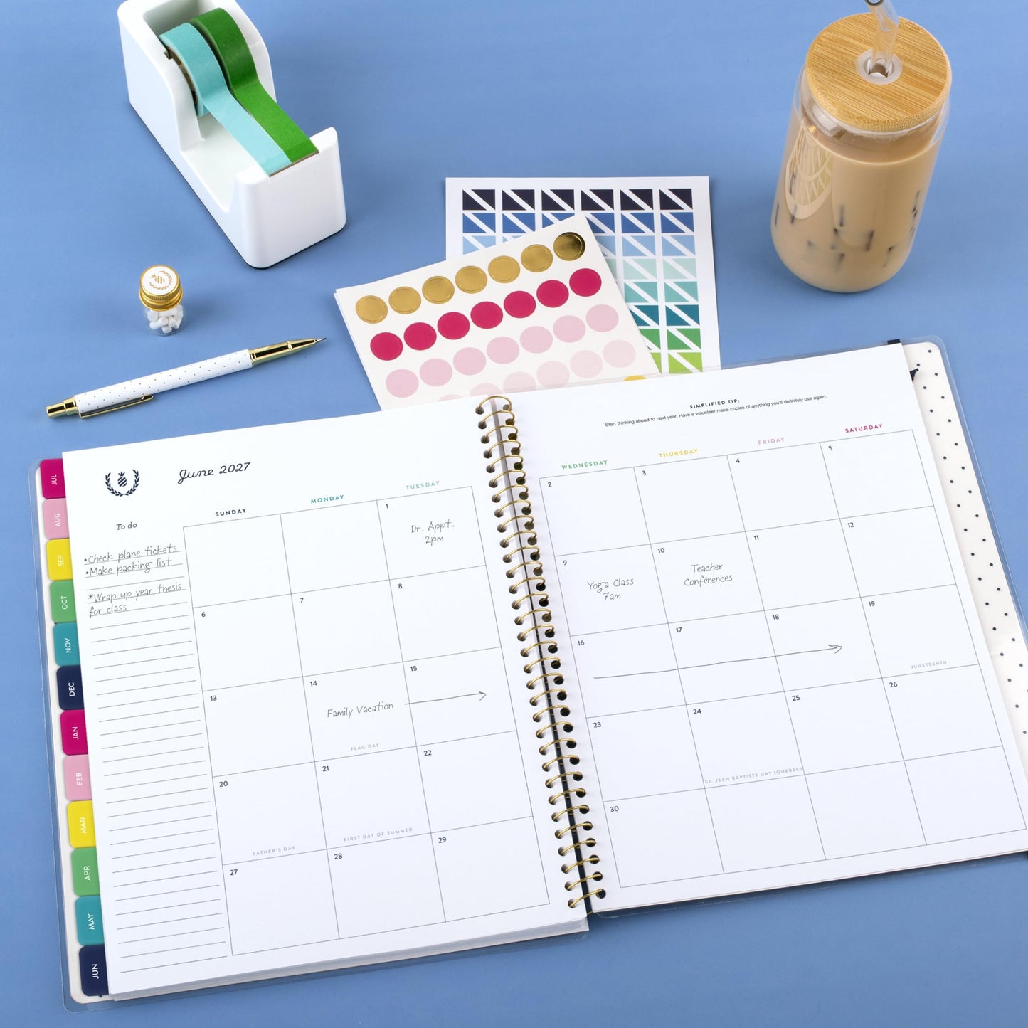 AT-A-GLANCE Teacher Planner 2026-2027 Weekly & Monthly Academic 12-Month July-June, 8-1/2" x 11", Simplified by Emily Ley, Happy Stripe (EL54-905A)