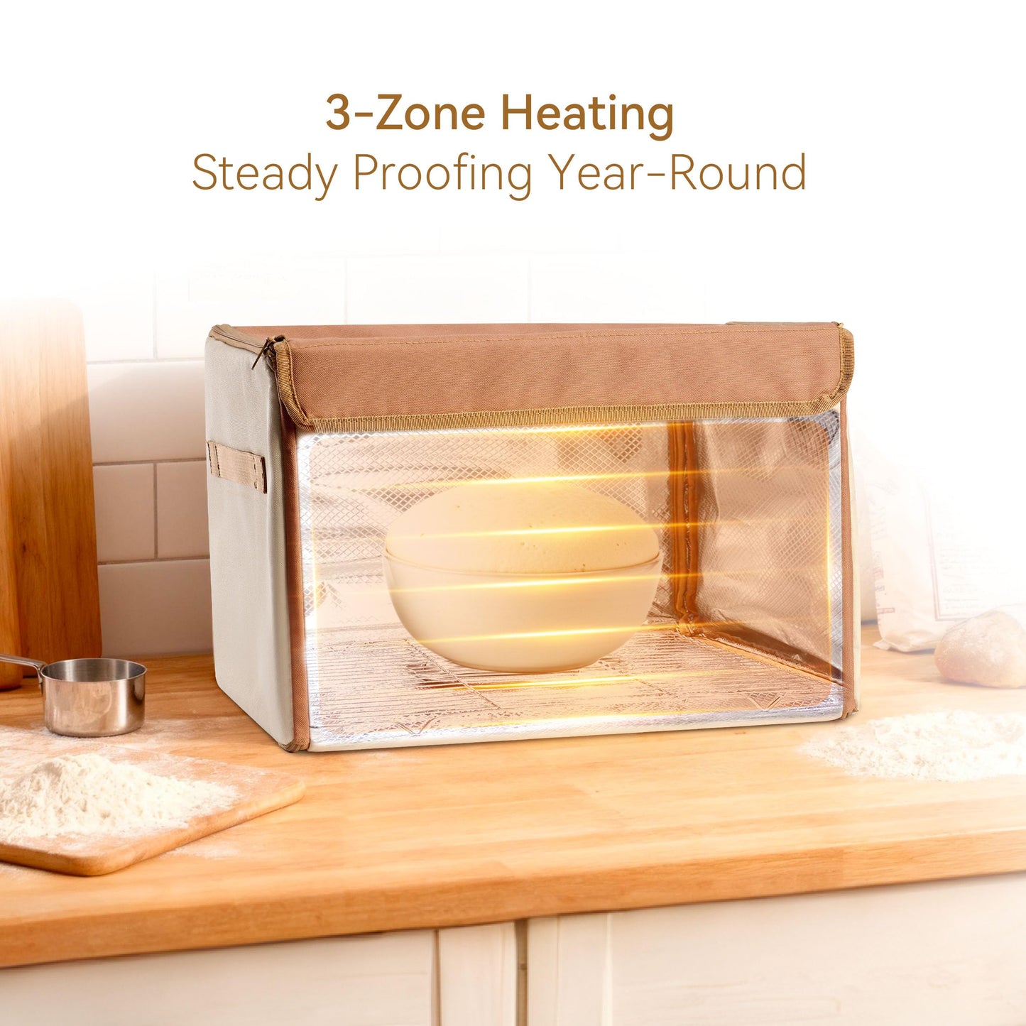 FarWalx Bread Proofing Box with 68–131℉ Temp Control & 99H Timer, Folding Bread Proofer for Dough Fermentation, Homemade Pizza, Yogurt and Fermented Foods