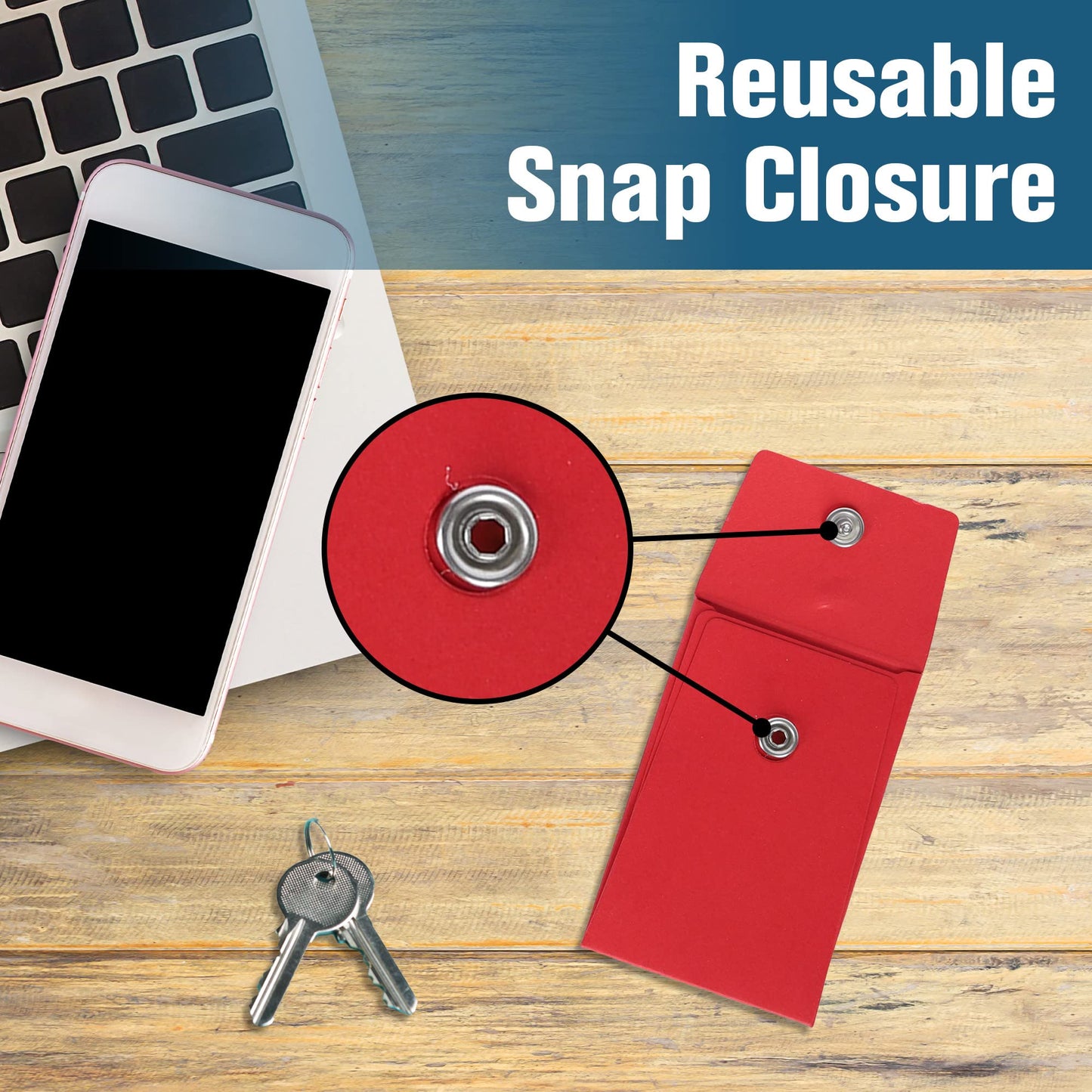 BankSupplies Stock Key Envelopes | Compact Red Safe Deposit Envelope | Pack of 100 | 2-1/4W x 3-1/2H | Re-Closable Snap Lock Fastener | Durable Construction