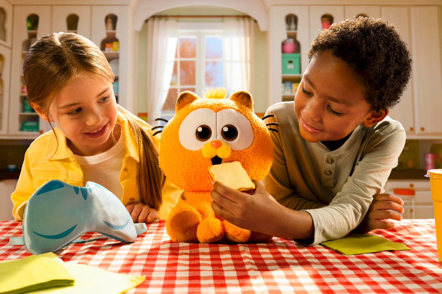 Animagic Baby Garfield Eat Sleep and Repeat 10'' (25cm) Plush | Includes Lasagna and Sleep Mask | Great for Garfield Fans | Ages 3+