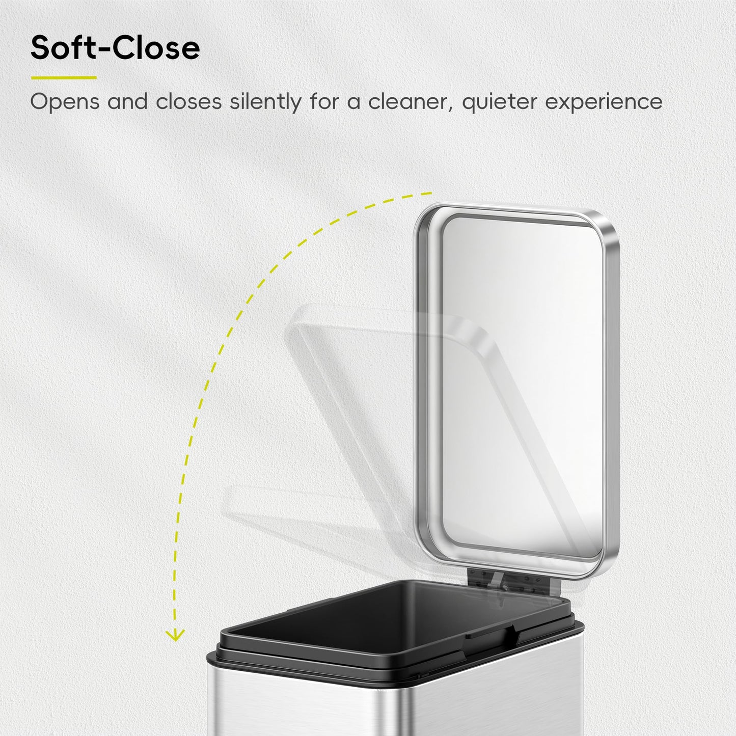 EKO Small Bathroom Trash Can with Lid Soft Close, Step Pedal, 10 Liter / 2.6 Gallon Stainless Steel Garbage Can with Removable Inner Bucket, Anti-Fingerprint Finish (Silver)