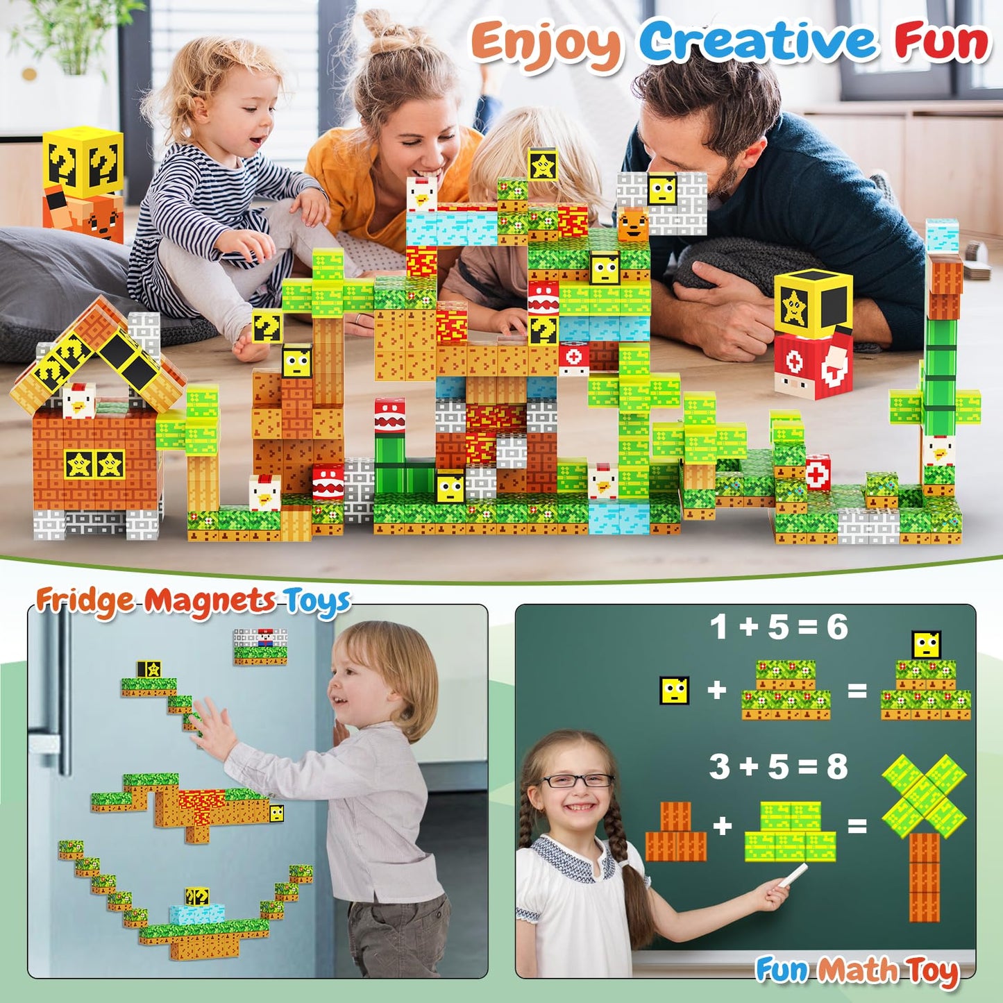 100PCS Magnetic Blocks - Building Cube Game Toys for Kids Ages 3-5 4-8 8-12, STEM Sensory Toys for Boys & Girls 3+, Stacking Toy Gifts for Toddlers Christmas Birthday, Educational Construction Toys