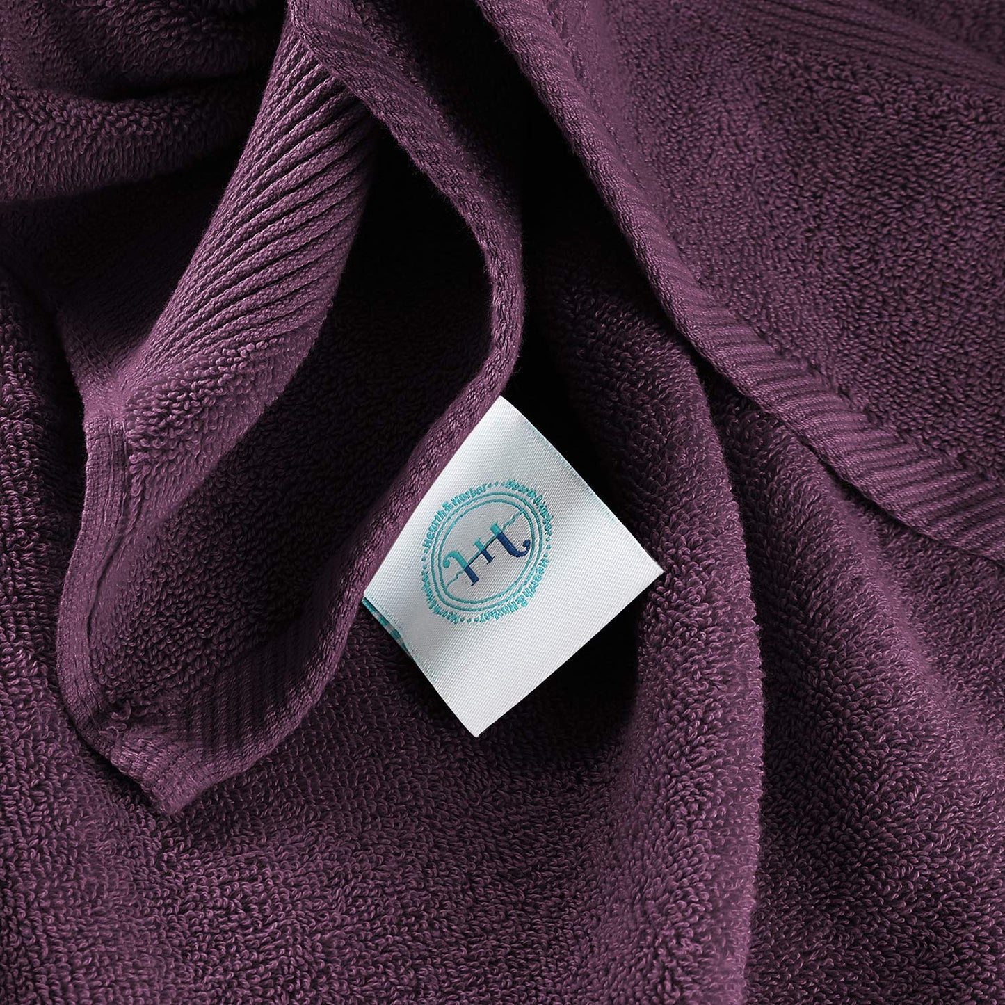 Hearth & Harbor Bath Towels for Bathroom - 100% Ring Spun Cotton Luxury Bathroom Towels - Ultra Soft & Highly Absorbent, Bath Towels Set of 10 - Purple Eggplant