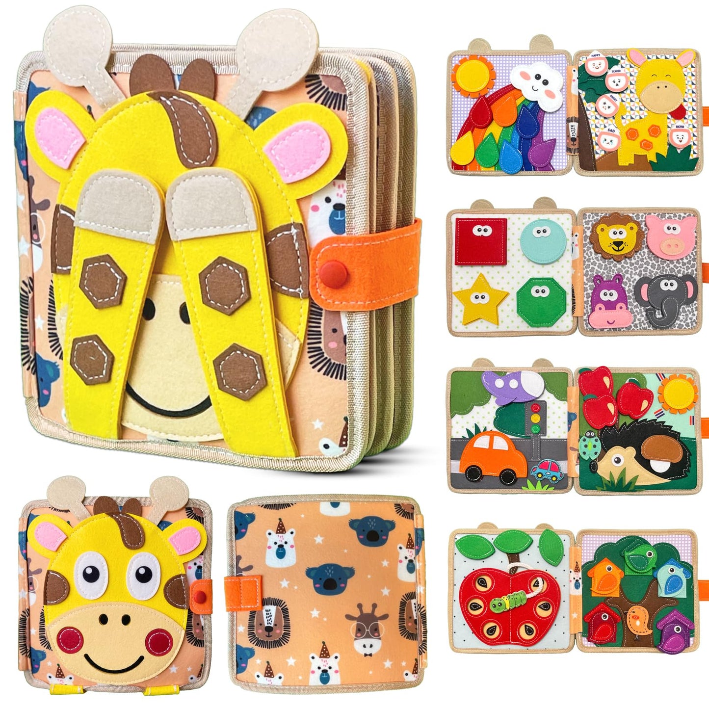 Cobelae Montessori Busy Book for Toddlers Ages 1-3, Felt Busy Board, Silent Book, Preschool Learning Activity Books for Babies, Travel Toys for Toddlers