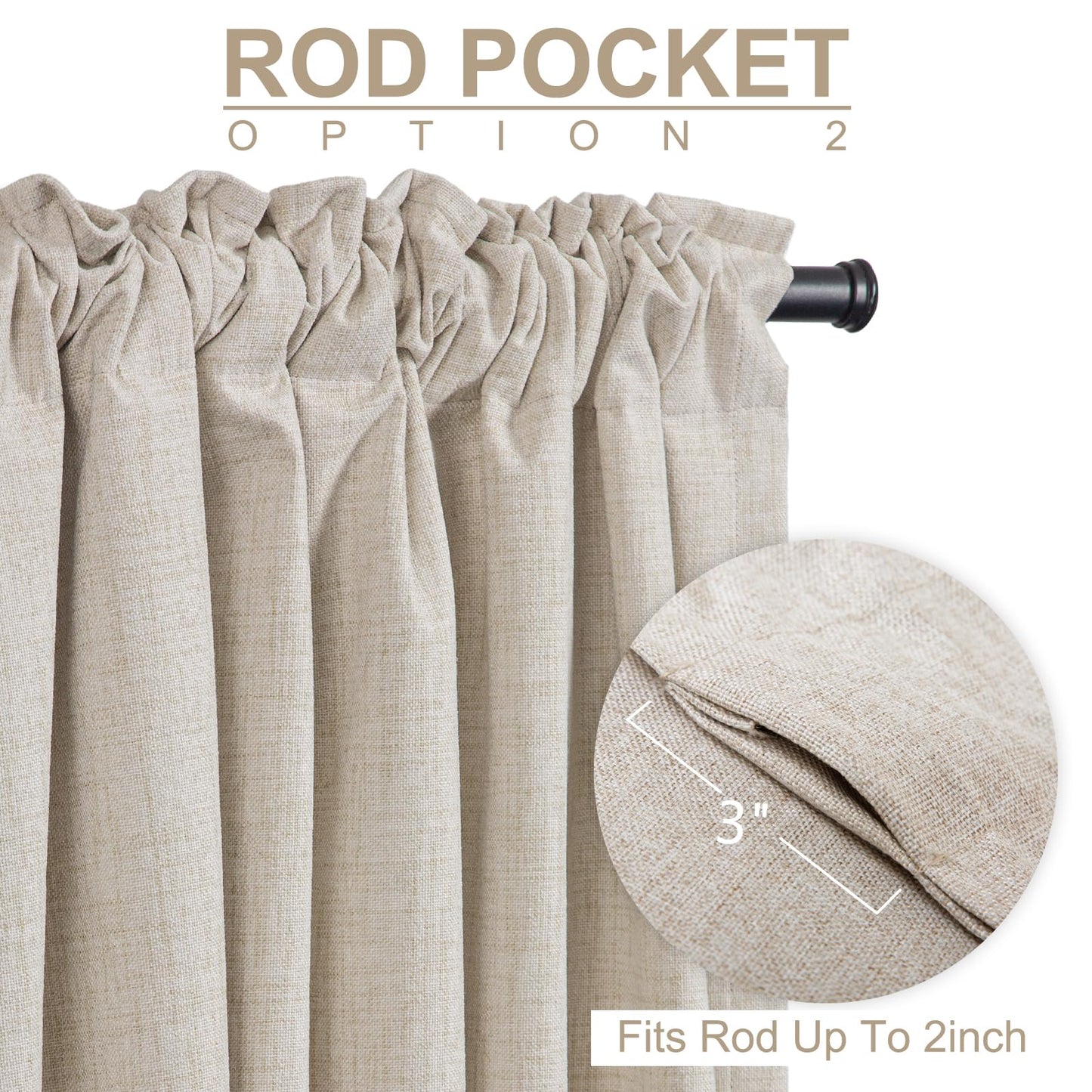 100% Blackout Shield Linen Blackout Sliding Door Curtains for Living Room, Back Tab/Rod Pocket Thermal Insulated Curtains for Sliding Glass Doors, 1 Panel Set, 100" W x 84" L, Cream