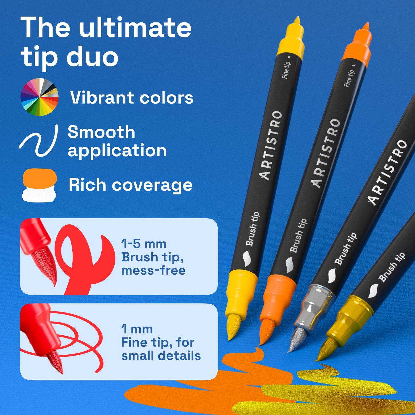 ARTISTRO 120 Acrylic Paint Markers - Paint Pens for Drawing - For Fabric, Rock, Glass, Wood, Molds - Arts & Crafts Gift for Adults, Teens, Kids, Classroom Must Haves & School Supplies