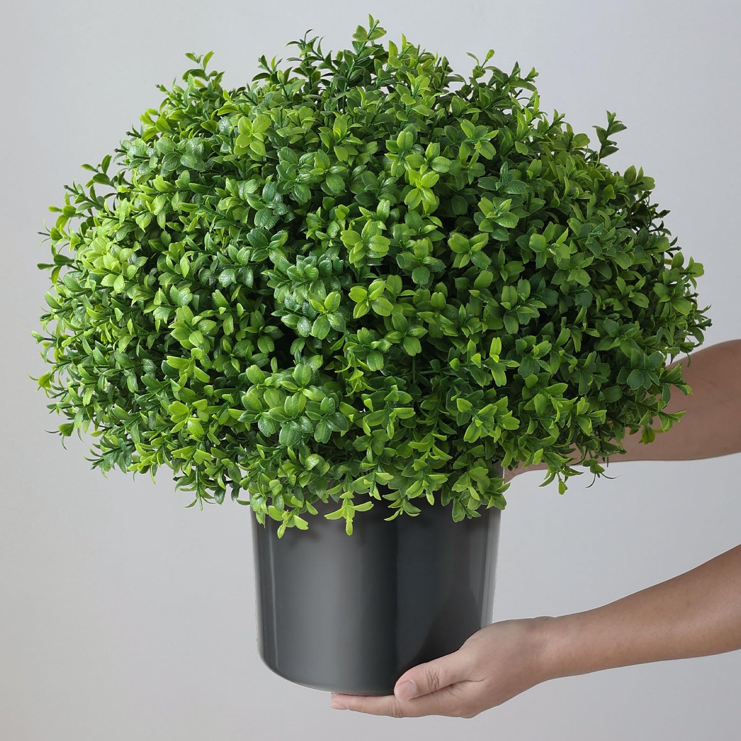 Set of 2 Artificial Boxwood Topiary Ball Trees - UV Resistant Faux Boxwood Potted Plants, Spring Summer Greenery Fake Bushes for Front Door Farmhouse Garden Porch Outdoor Decor