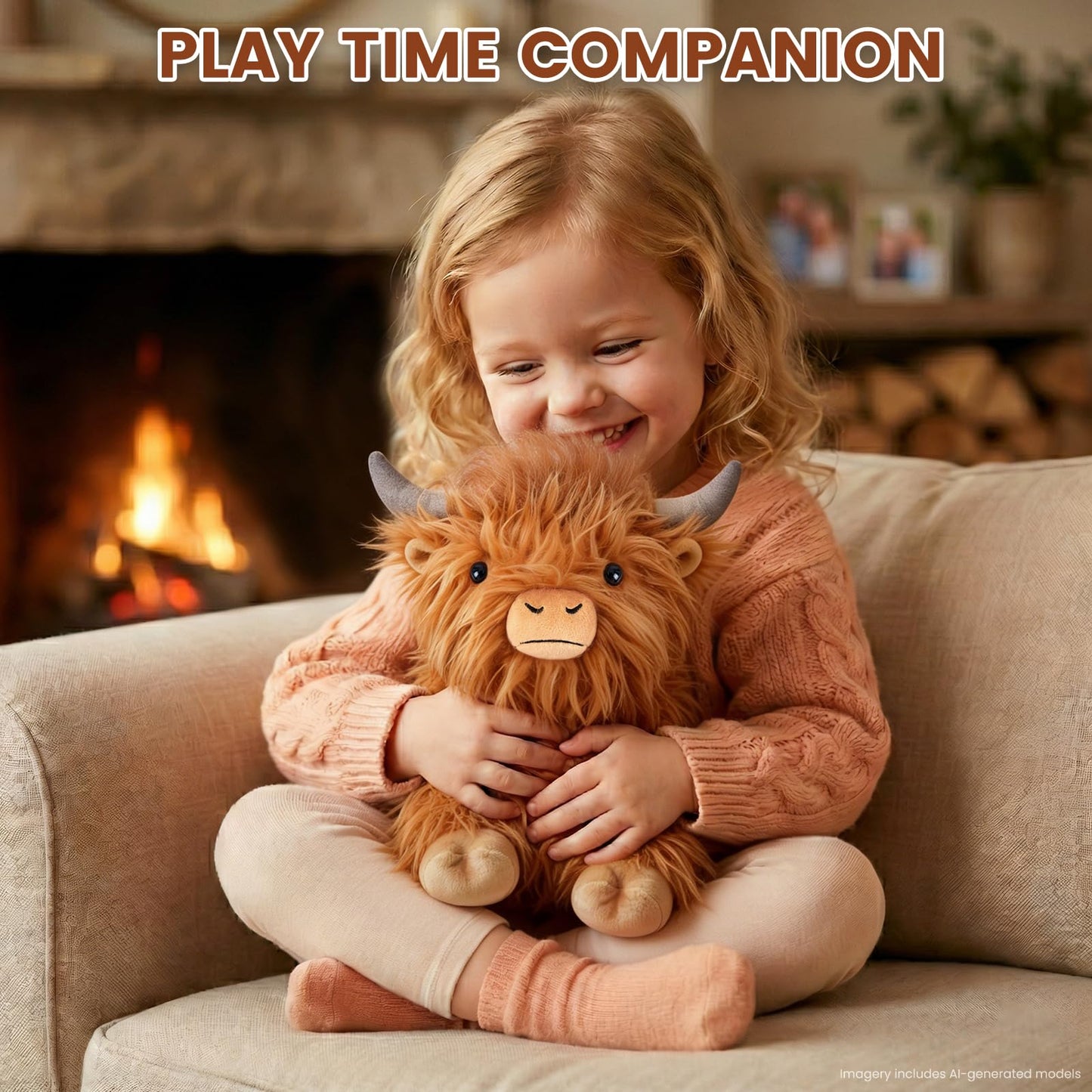 SuzziPals Heatable Coolable Weighted Highland Cow Stuffed Animal, Microwavable Stuffed Animals Peirod Heating Pad for Cramps, Cuddly Soft Plushies for Warmth & Companion, Highland Cow Gifts for Women