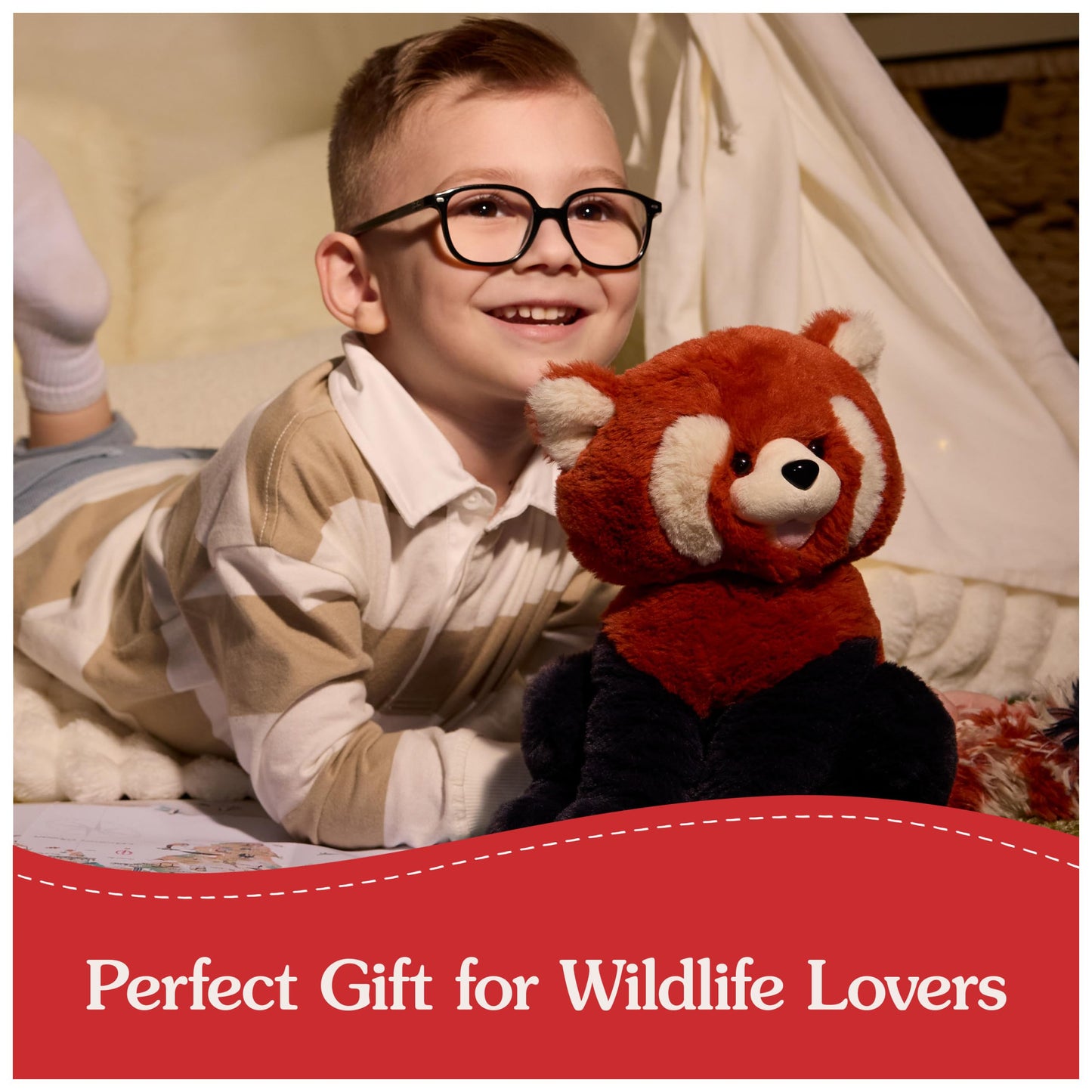 GUND Cedar Red Panda Plush, Premium Red Panda Stuffed Animals for Ages 1 and Up, Orange/Blue, 10”