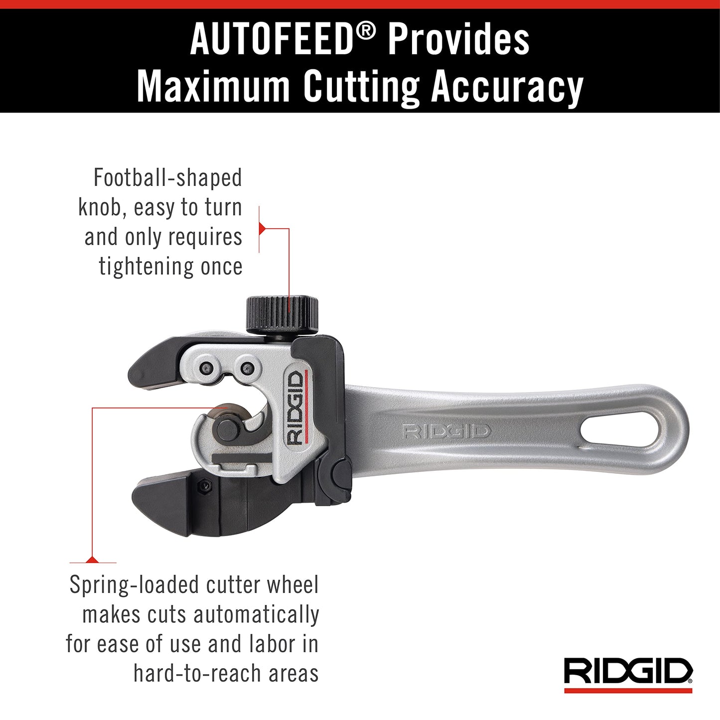 RIDGID 32573 Model 118 2-in-1 Close Quarters AUTOFEED 1/4" to 1-1/8" Metal Tubing Compact Cutter, Silver/Black