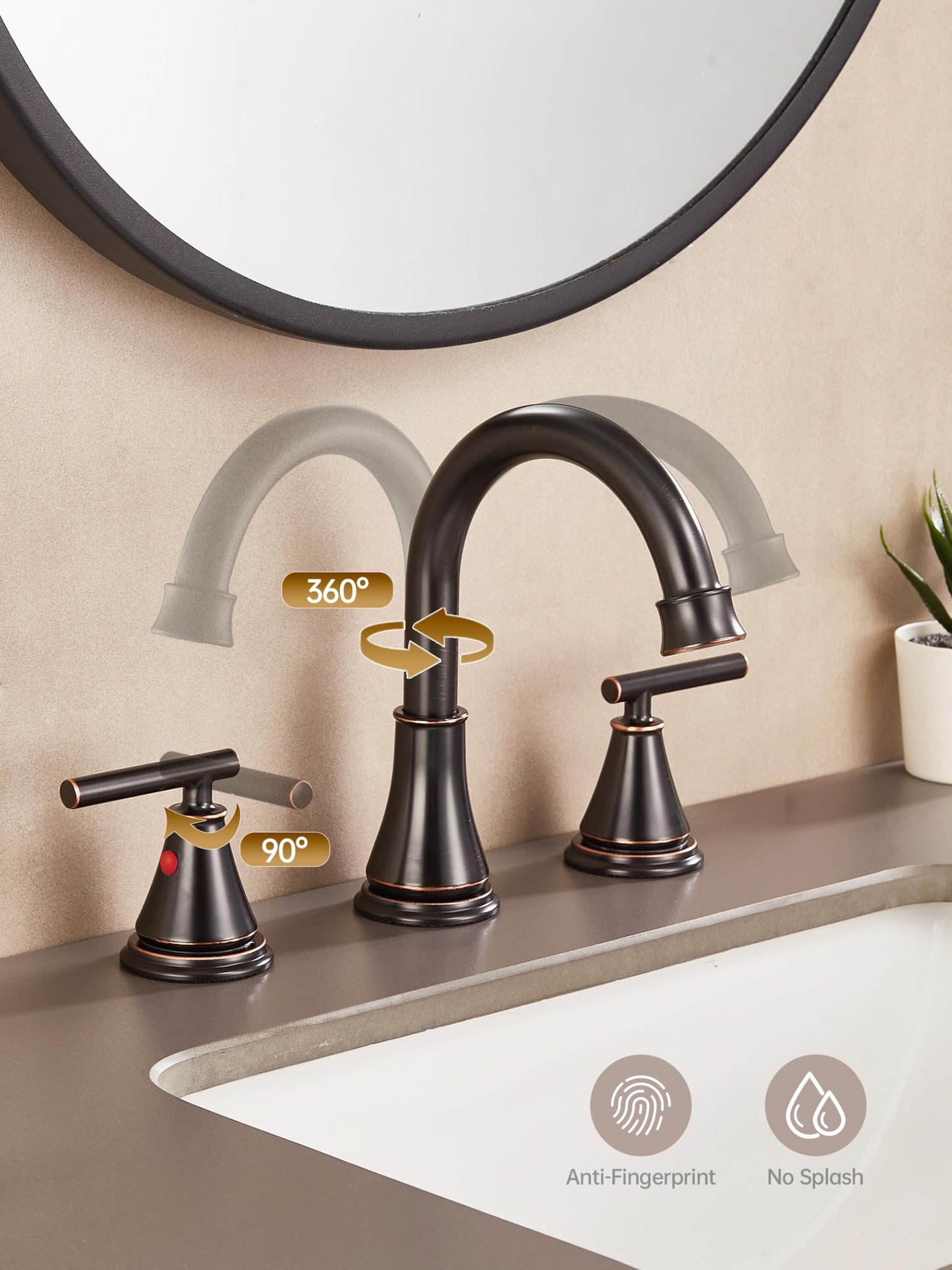 Fransiton Bathroom Sink Faucet 3 Hole, Oil Rubbed Bronze Bathroom Vanity Faucet for Lavatory Sink with Pop-Up Drain, 8 Inch Widespread, 2 Handle Basin