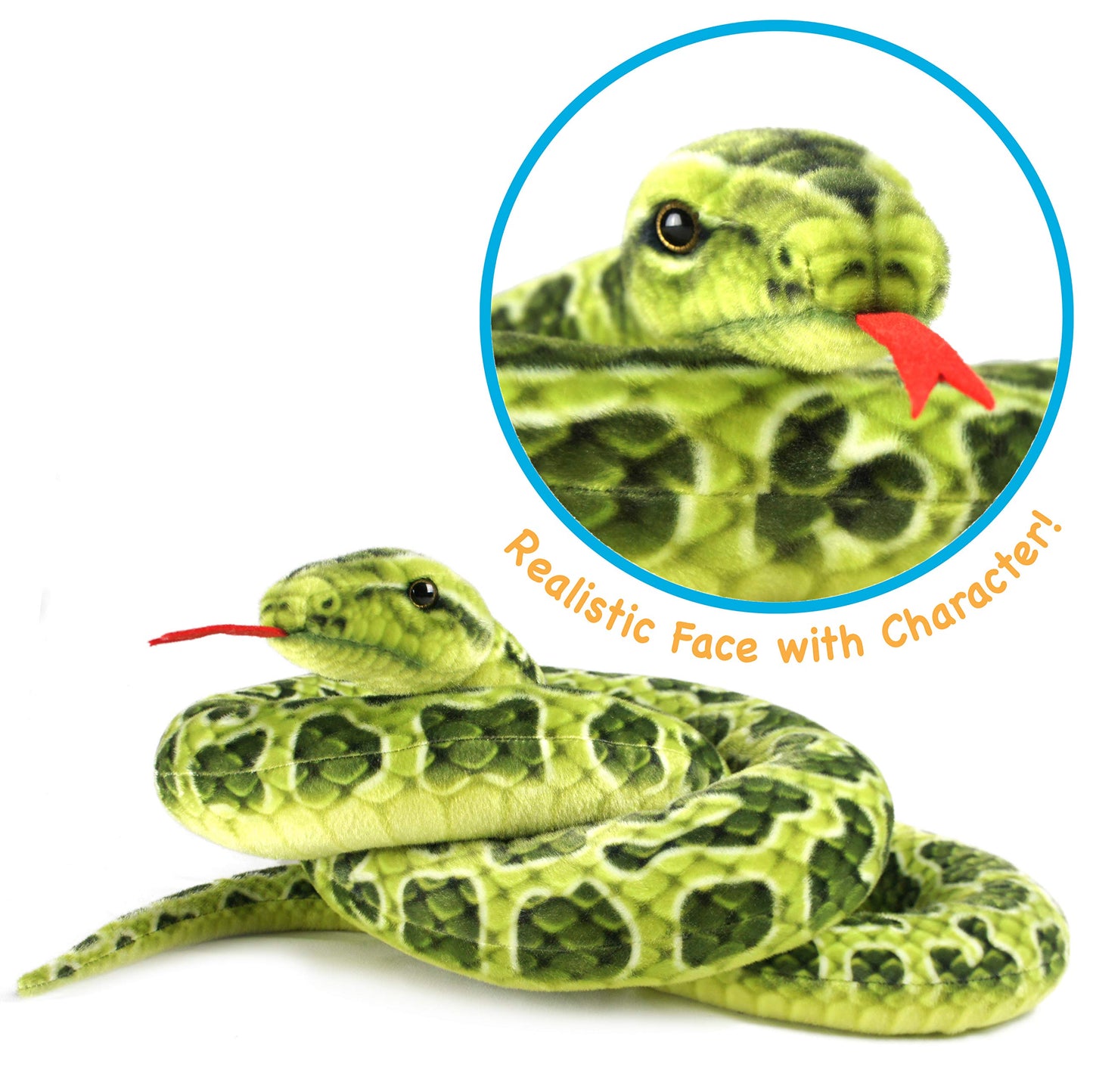 Gustavo The Green Anaconda - 100 Inch Stuffed Animal Plush - by TigerHart Toys