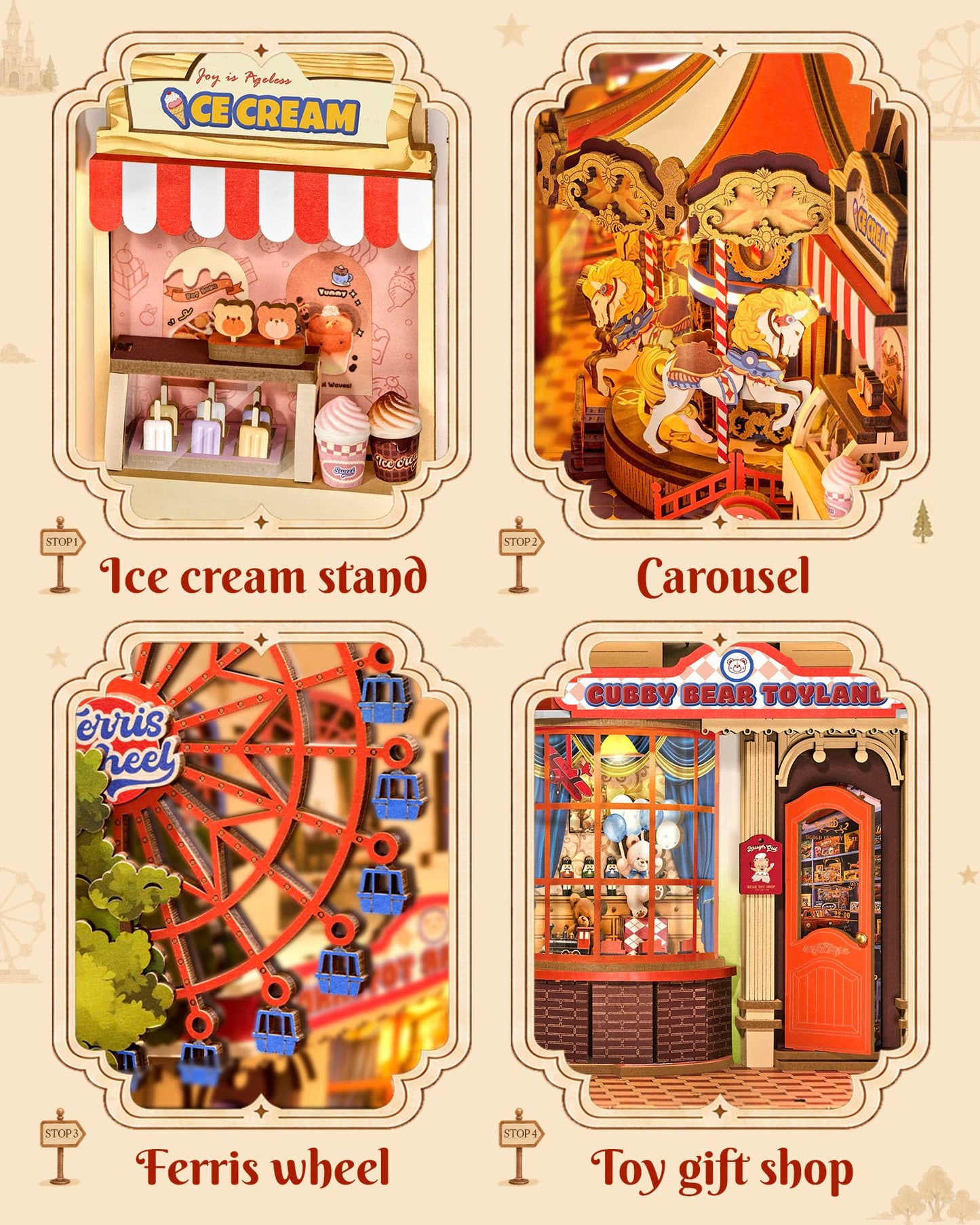Rolife DIY Book Nook Kits for Adults- Fairytale Amusement Park- 3D Wooden Puzzle Booknook for Bookshelf Decor, Creative DIY Miniature Dollhouse Kits, Nook Tales Gifts for Adults, Teens & Book Lovers