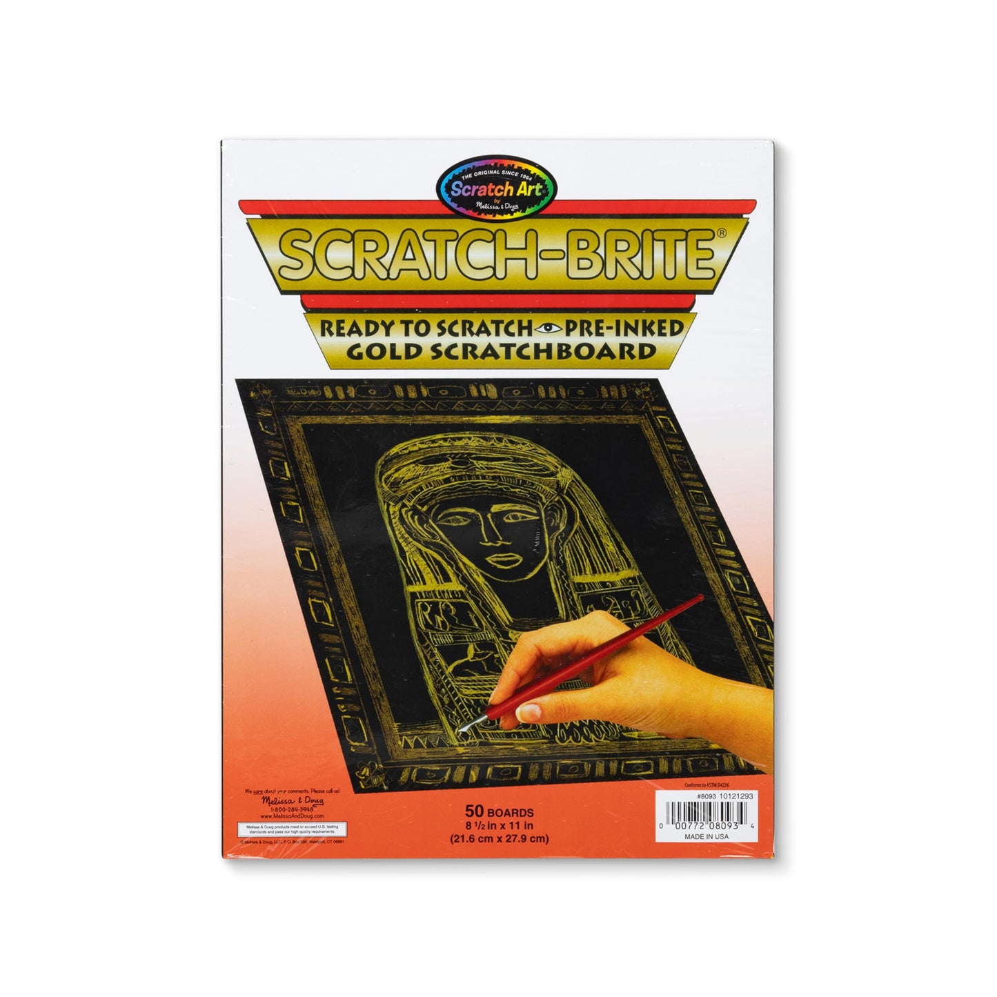 Melissa & Doug Scratch Art Scratchboard - 50-Pack, Shimmering Gold on Black Background Black Scratch Art Paper, Arts And Crafts For Kids Ages